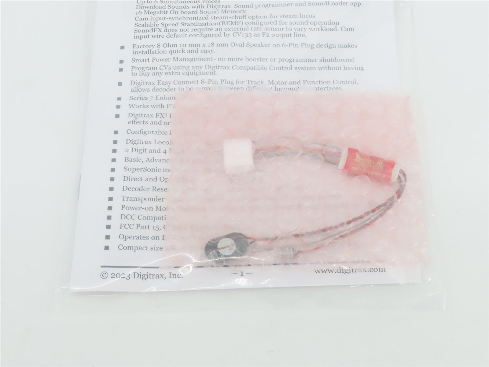 Digitrax SDXN147PS SoundFX 3 DCC Sound Decoder & Speaker for N Scale Locomotives