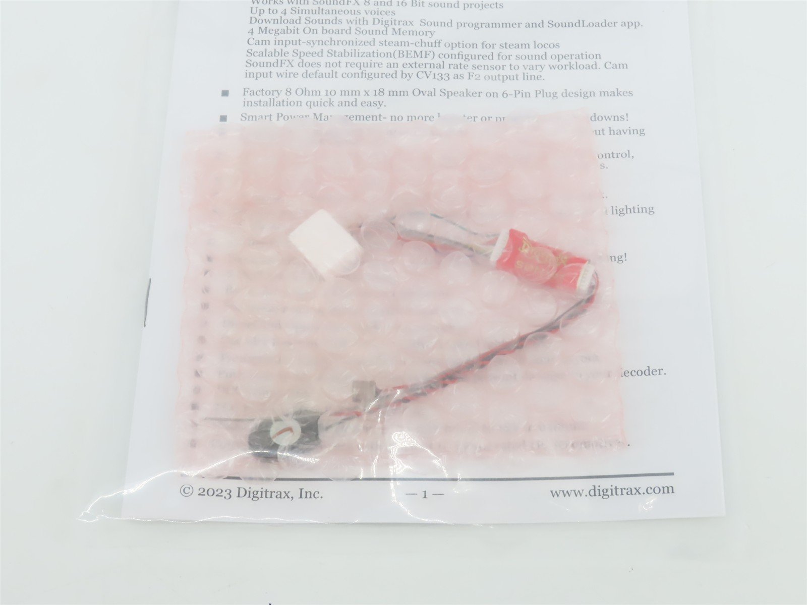 Digitrax SDN147PS SoundFX 3 DCC Sound Decoder & Speaker for N Scale Locomotives