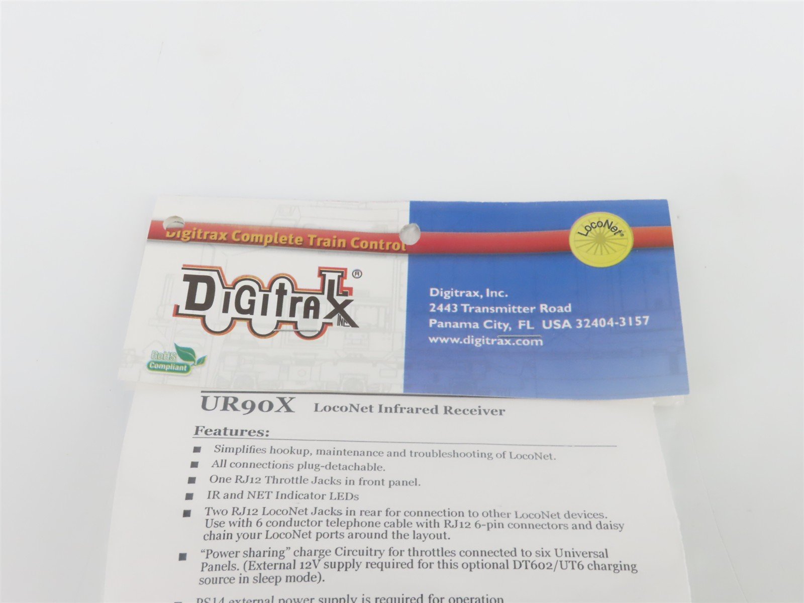 Digitrax UR90X LocoNet Infrared Universal Receiver Panel w/ PS14 Power Supply
