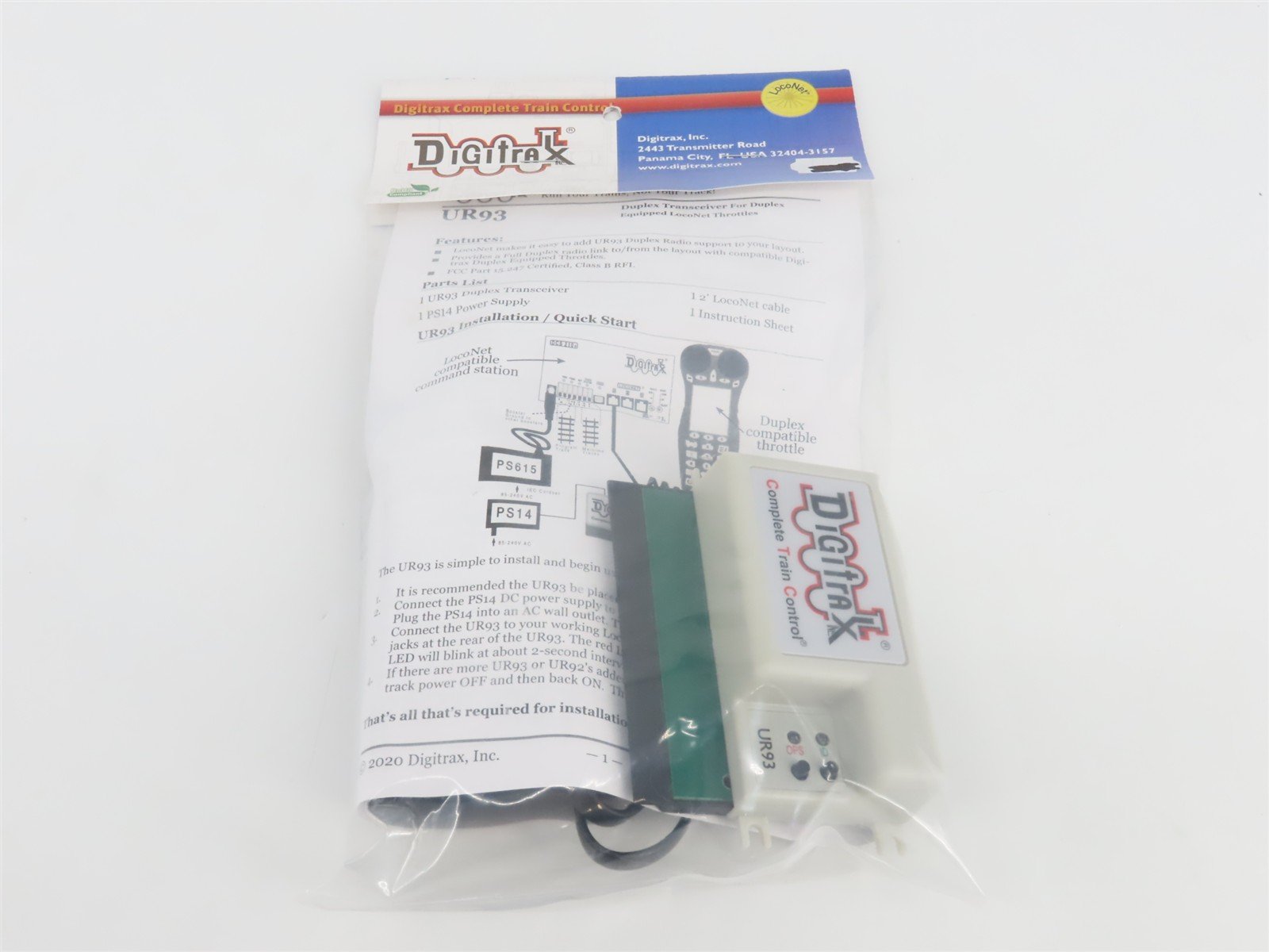 Digitrax UR93 LocoNet Duplex Radio Transceiver w/ PS14 Power Supply