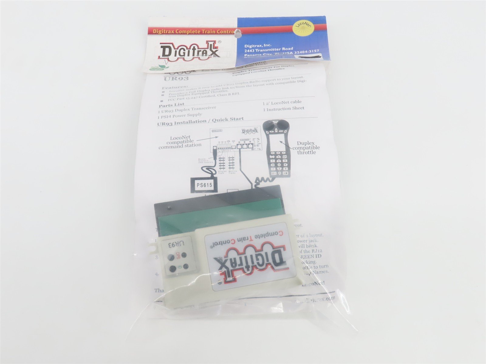 Digitrax UR93 LocoNet Duplex Radio Transceiver w/ PS14 Power Supply