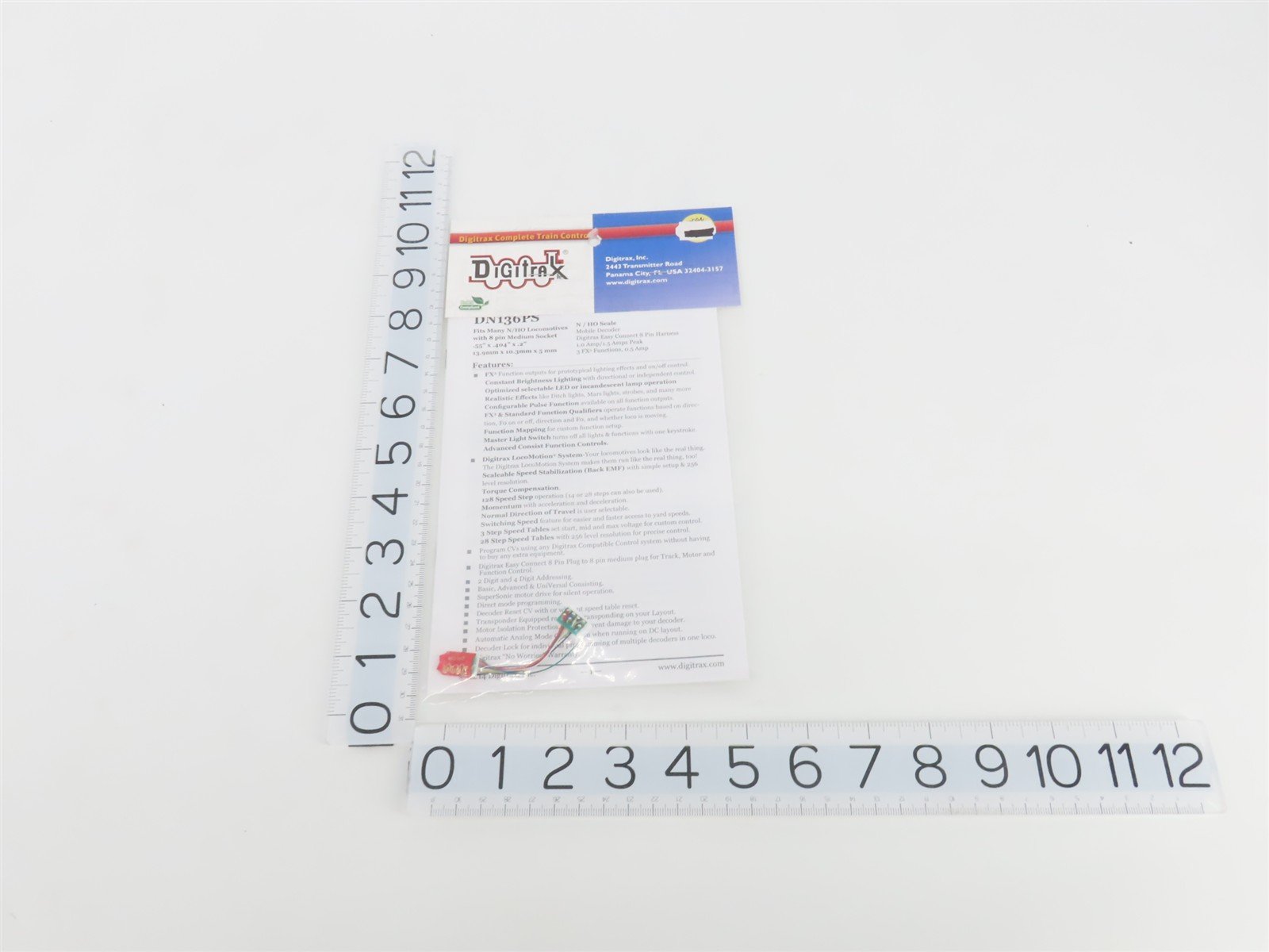 Digitrax DN136PS DCC Mobile Decoder w/ Short 8-Pin Harness for N or HO Scale