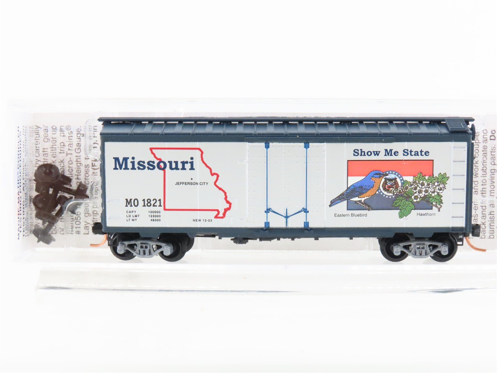 N Scale Micro-Trains MTL 21373 MO Missouri State 40' Plug Door Box Car #1821