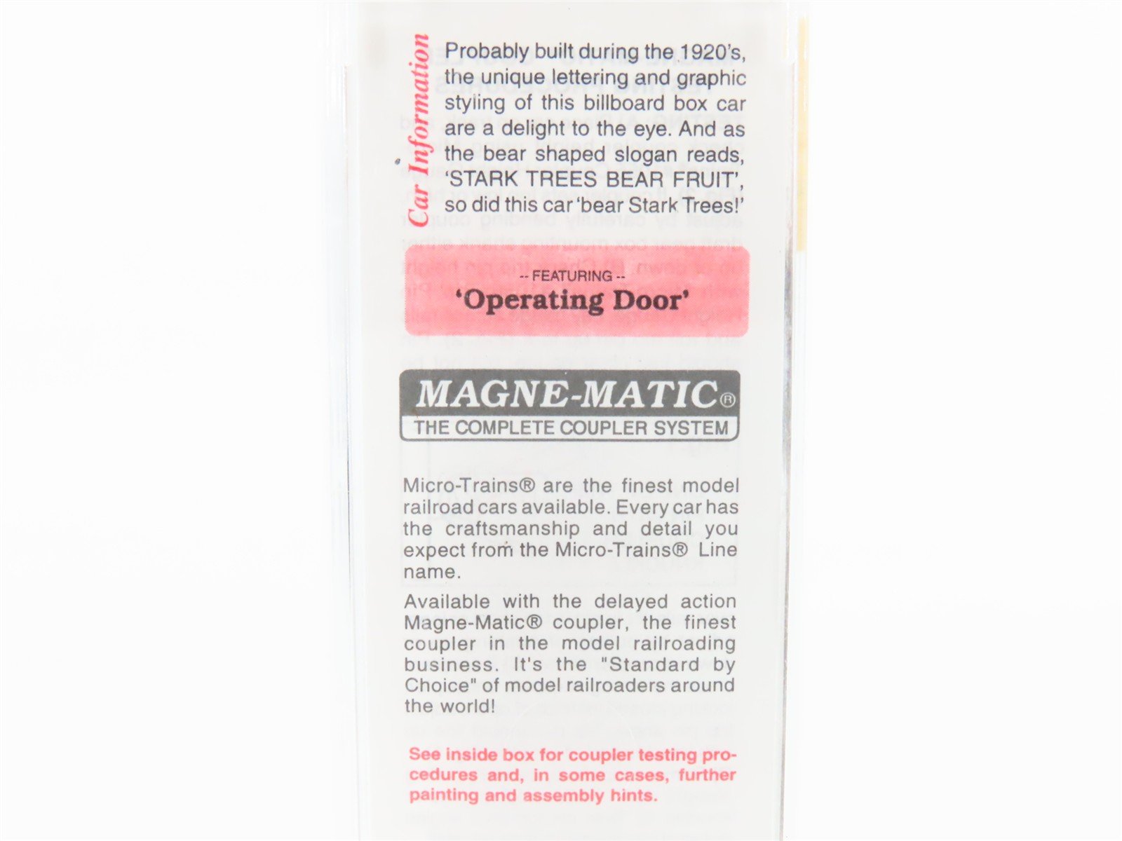 N Scale Micro-Trains MTL 42010 Stark Trees Bear Fruit 40' Single Door Boxcar #24