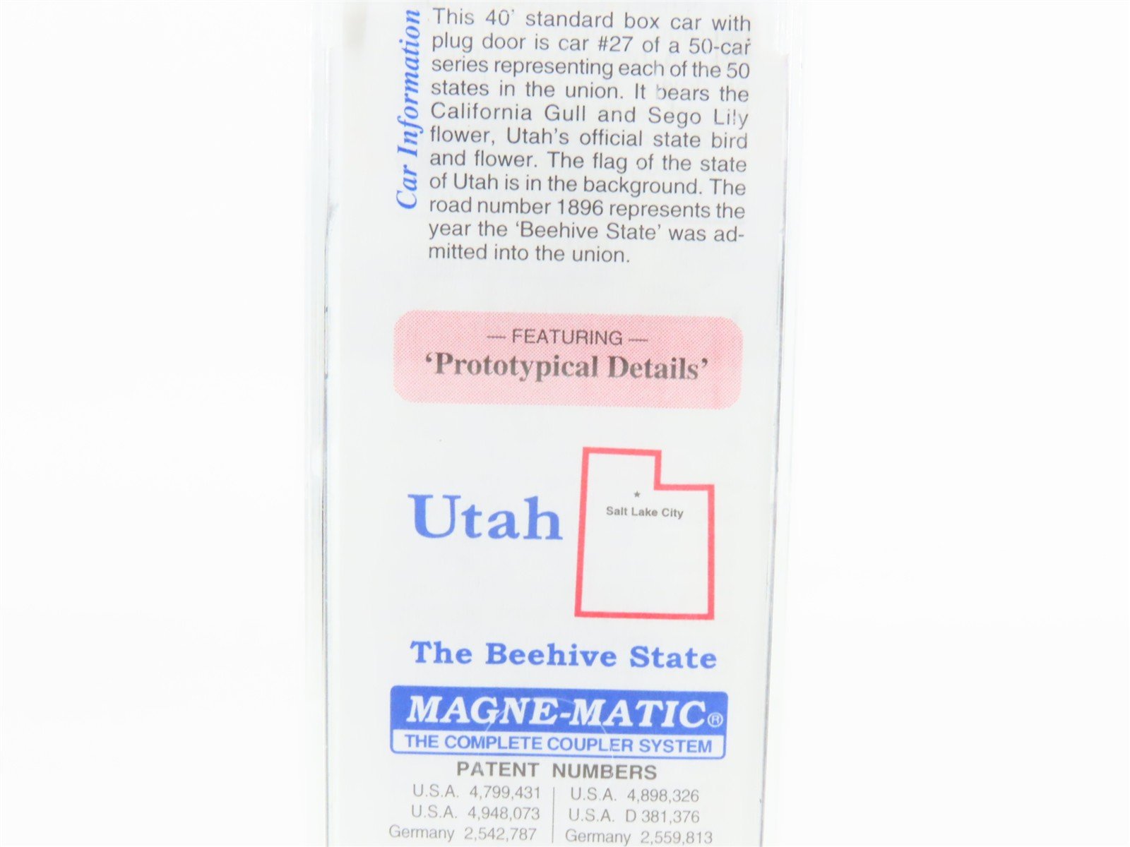 N Scale Micro-Trains MTL 02100391 UT Utah State 40' Plug Door Box Car #1896