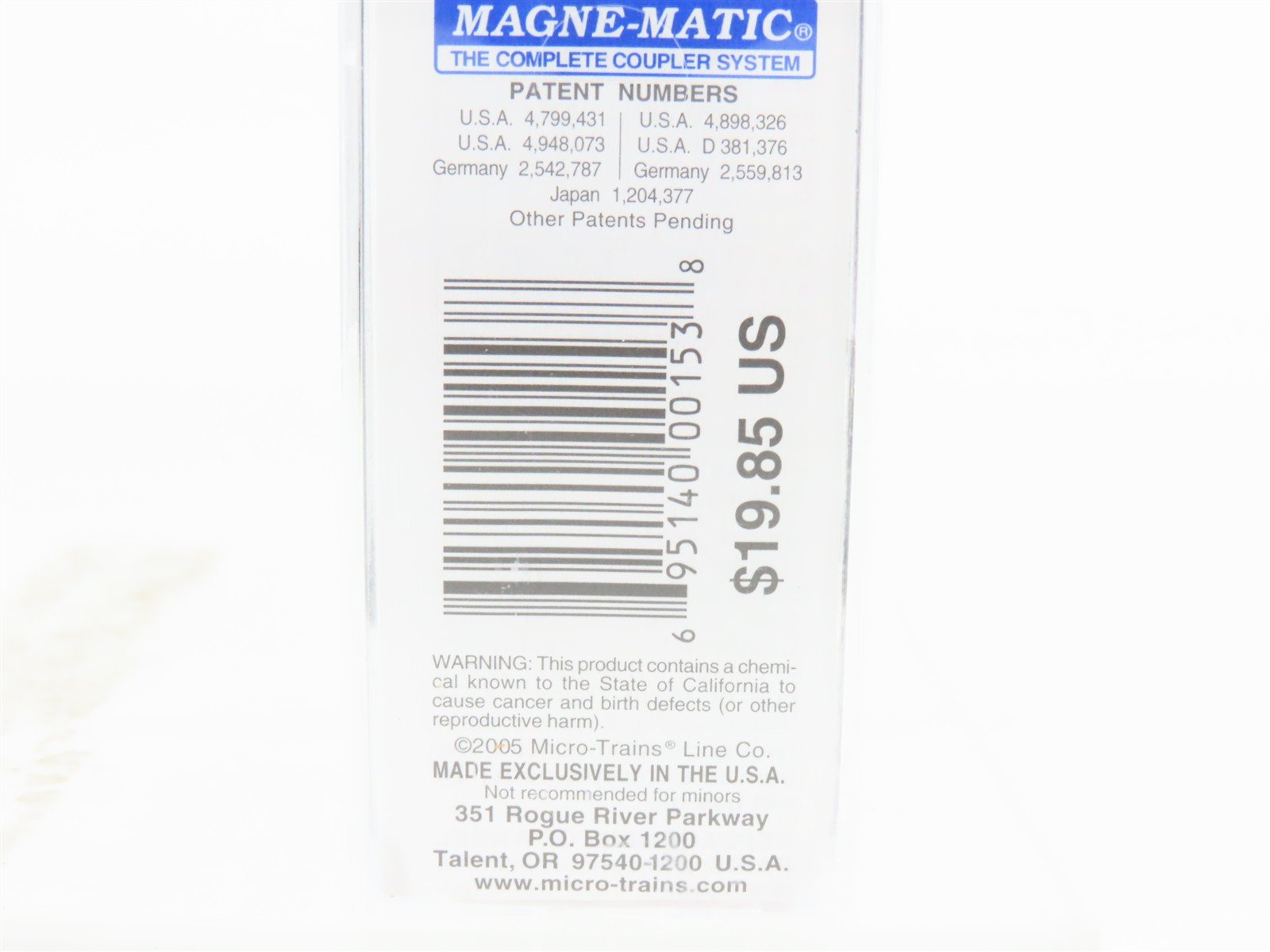 N Scale Micro-Trains MTL 02100391 UT Utah State 40' Plug Door Box Car #1896