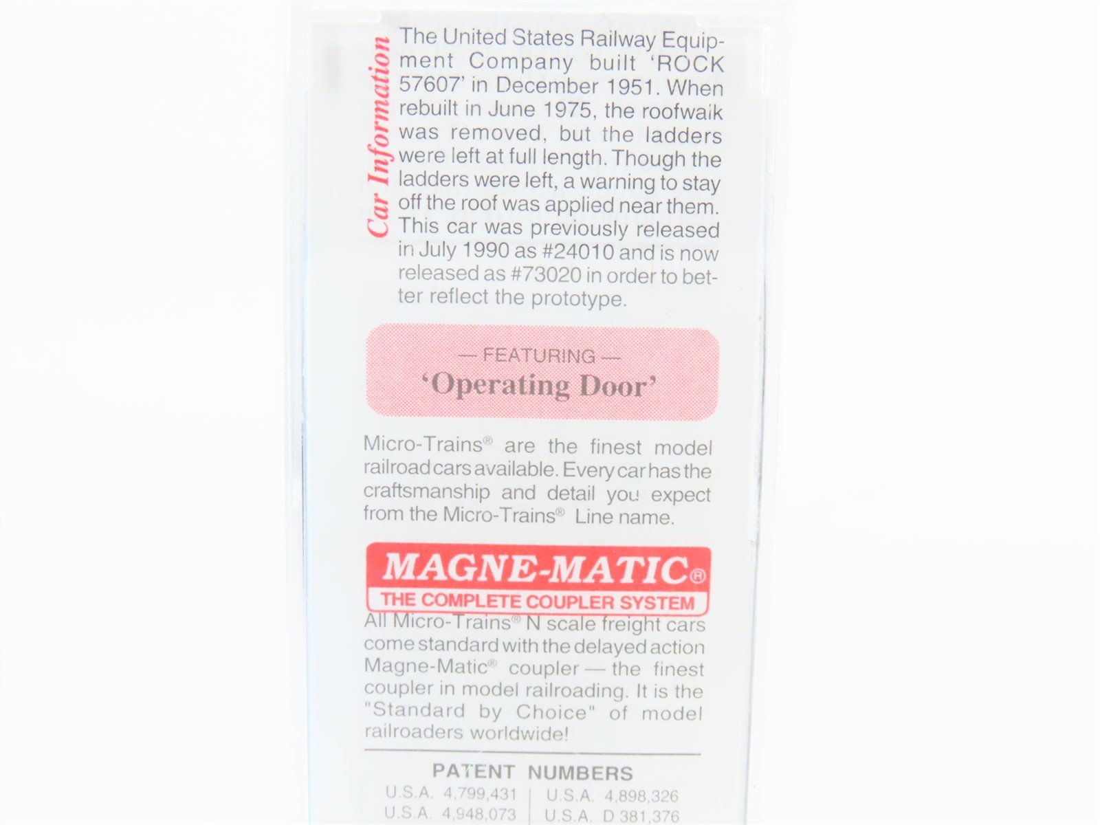 N Scale Micro-Trains MTL 73020 ROCK The Rock 40' Single Door Box Car #57607