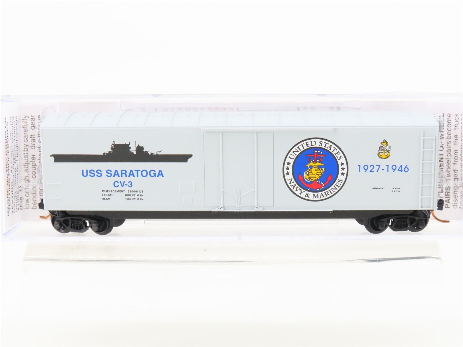 N Scale Micro-Trains MTL 03800409 Navy Series #9 USS Saratoga 50' Box Car #CV-3