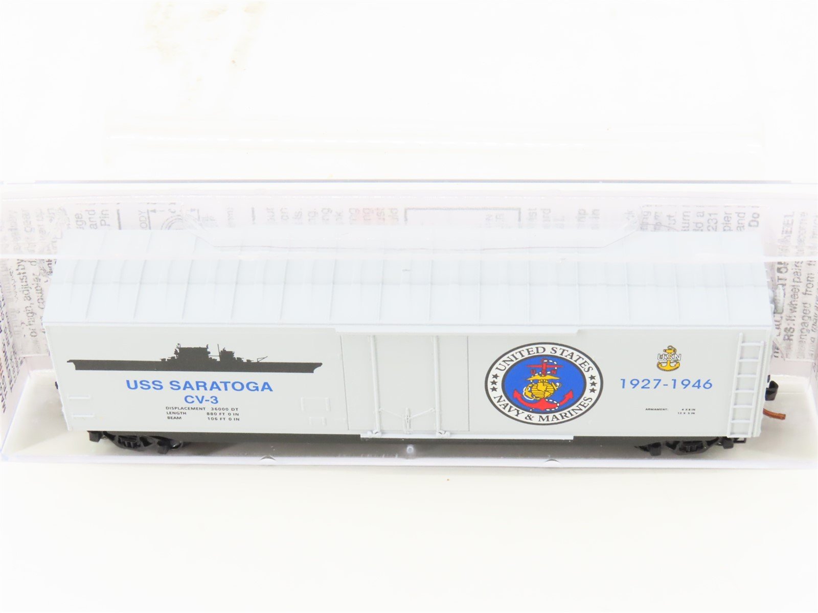 N Scale Micro-Trains MTL 03800409 Navy Series #9 USS Saratoga 50' Box Car #CV-3