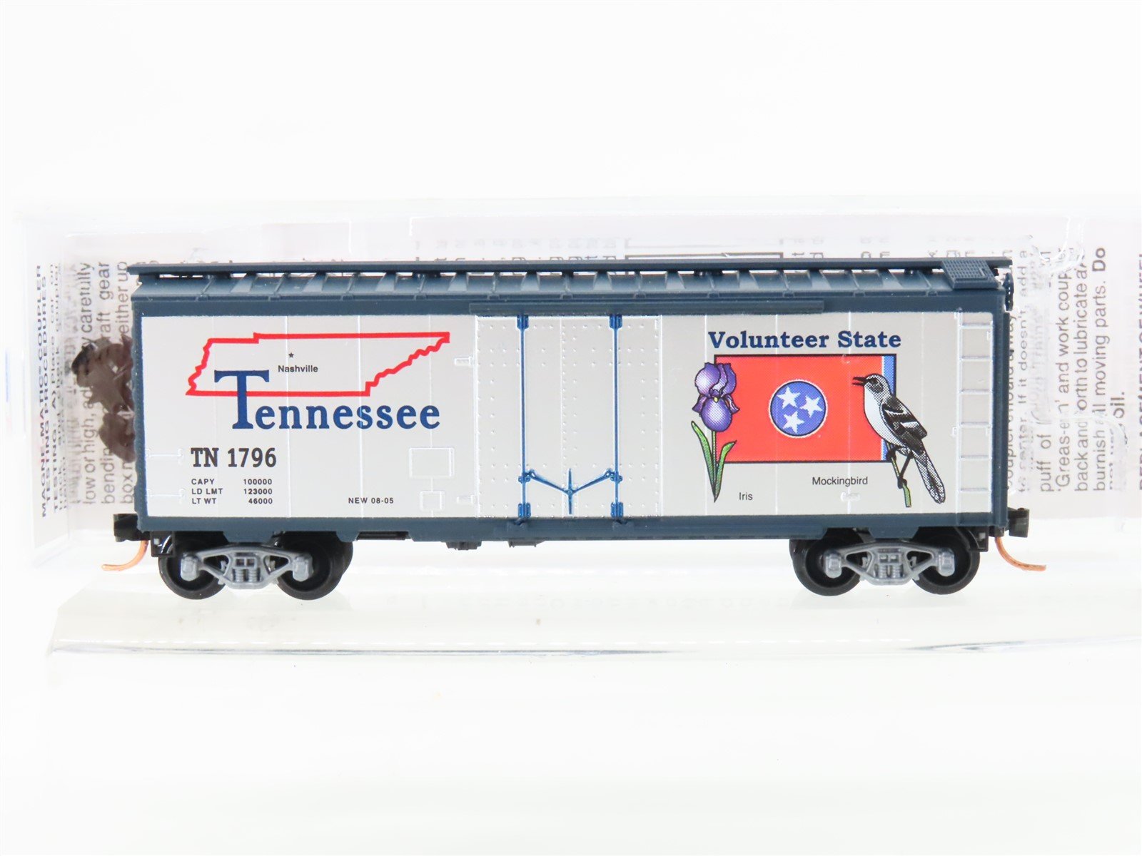 N Scale Micro-Trains MTL 02100392 TN Tennessee Sate 40' Plug Door Box Car #1796