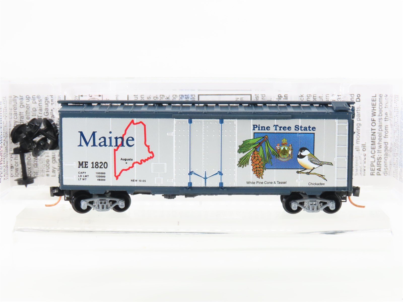 N Scale Micro-Trains MTL 02100394 ME Maine State 40' Plug Door Box Car #1820