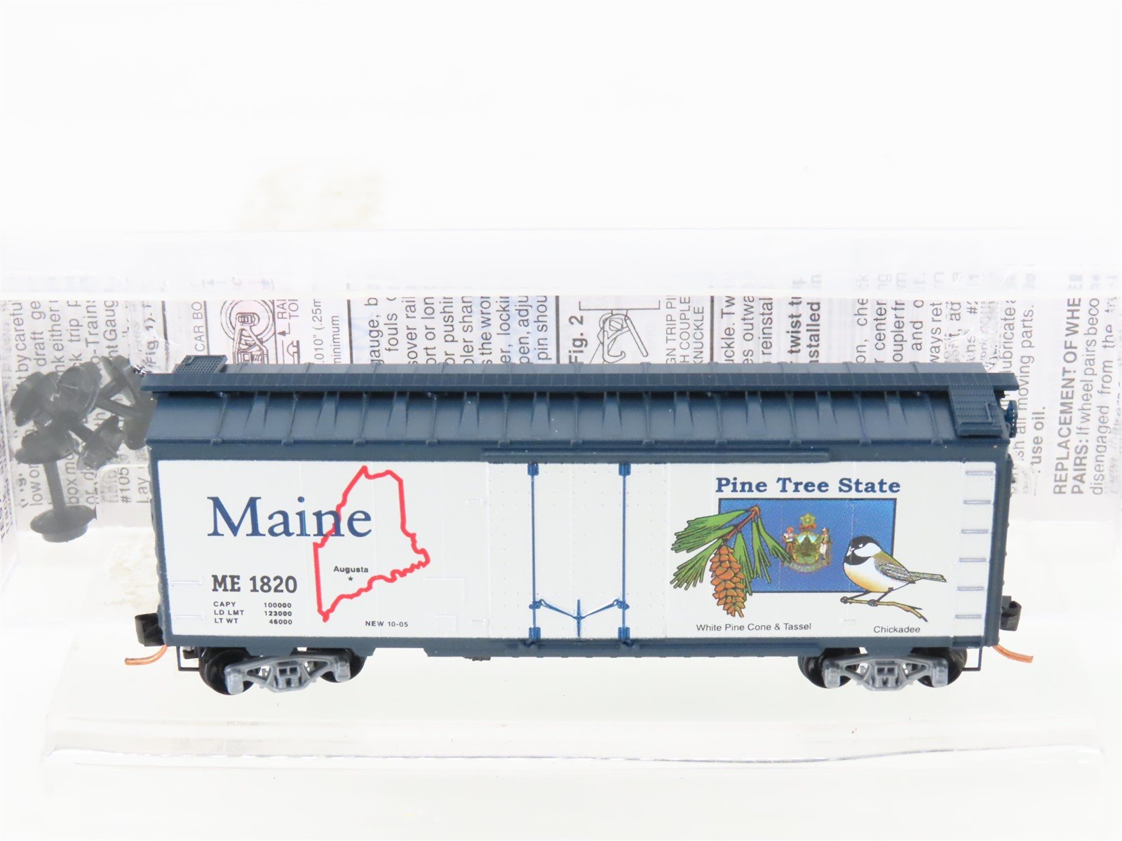 N Scale Micro-Trains MTL 02100394 ME Maine State 40' Plug Door Box Car #1820