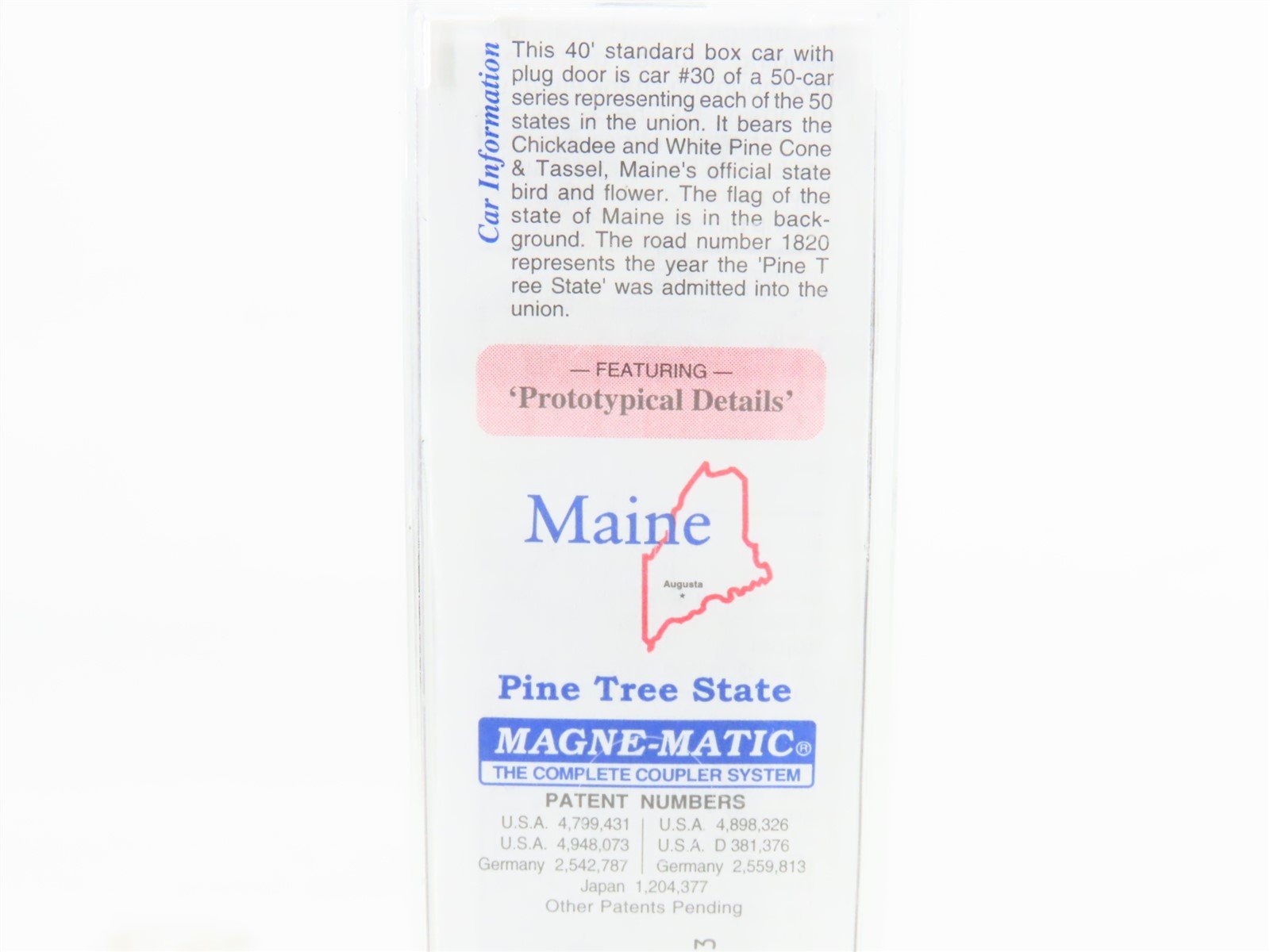 N Scale Micro-Trains MTL 02100394 ME Maine State 40' Plug Door Box Car #1820