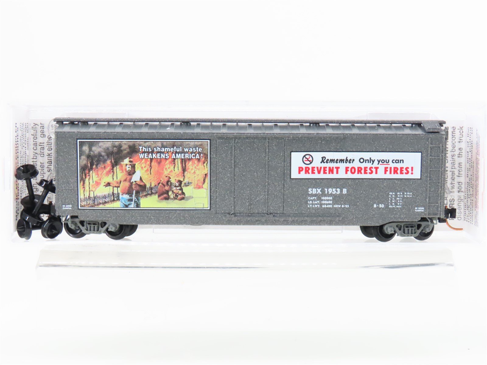 N Micro-Trains MTL 03200403 SBX Smokey Bear Forest Fire Prevention Box Car #1953