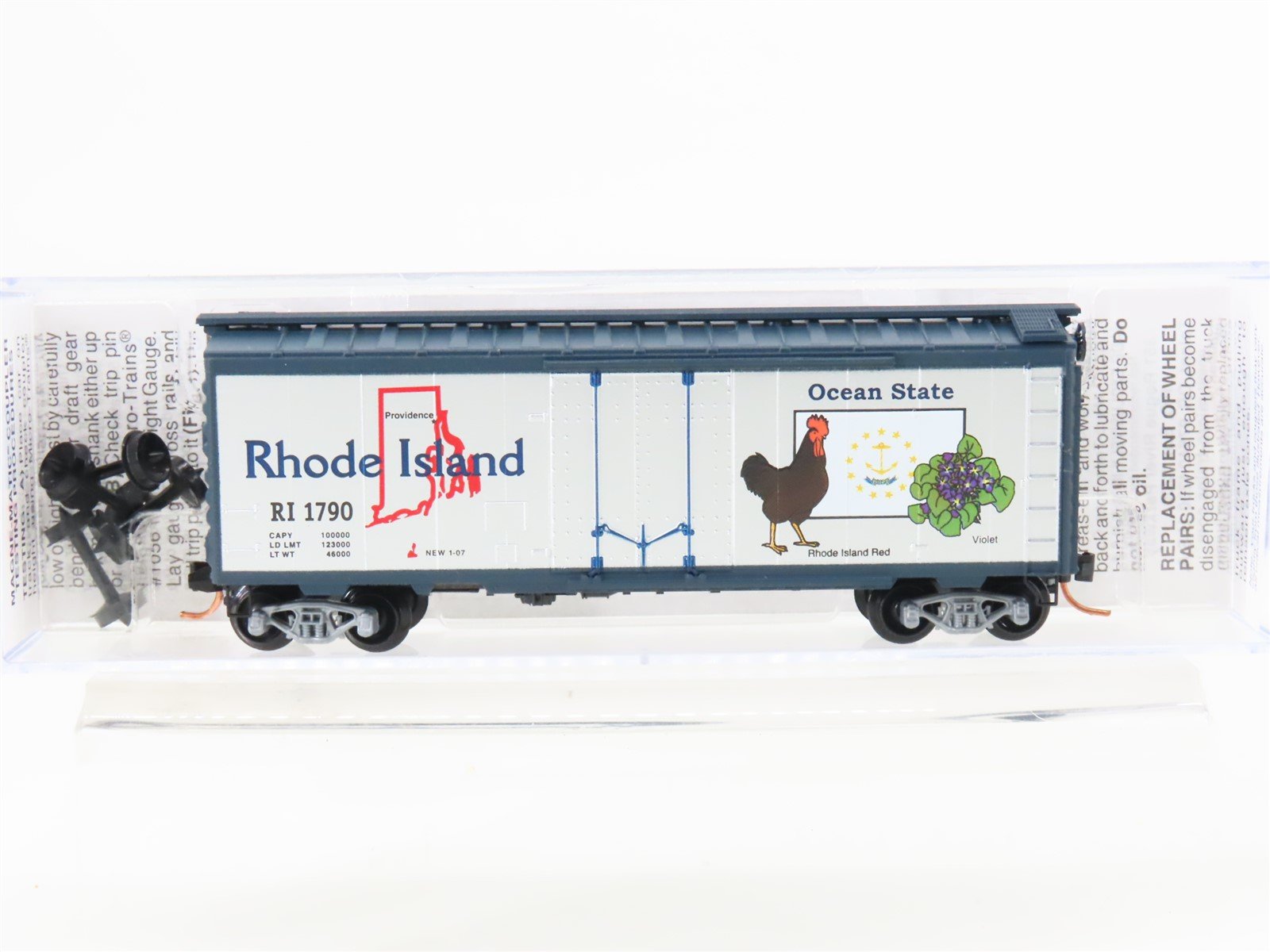 N Micro-Trains MTL 02100409 RI Rhode Island State 40' Plug Door Box Car #1790