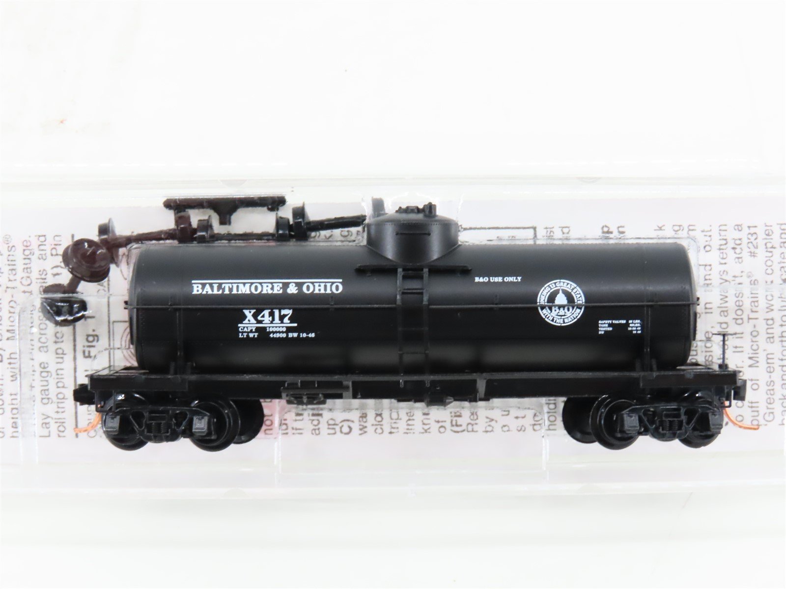 N Scale Micro-Trains MTL 65020 B&O Baltimore & Ohio Single Dome Tank Car #X417