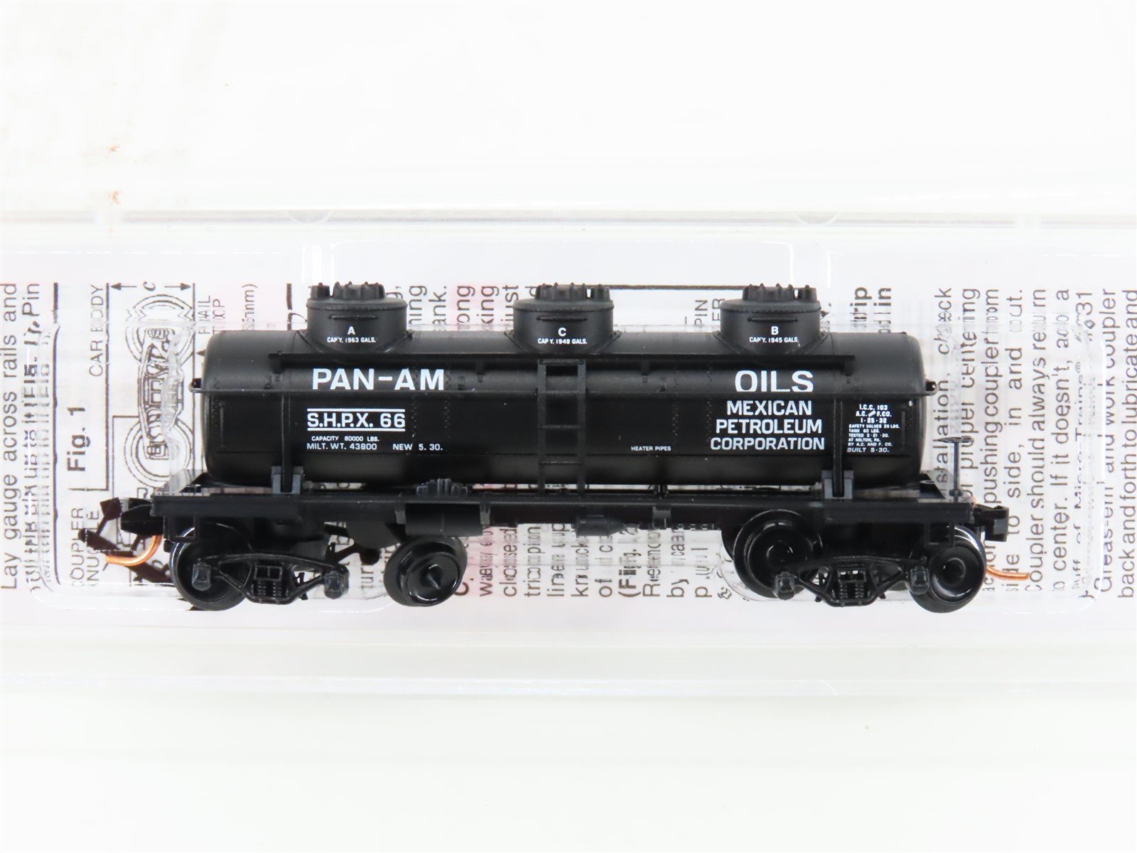 N Scale Micro-Trains MTL 06600030 SHPX Pan-Am Oils ACF 3-Dome Tank Car #66