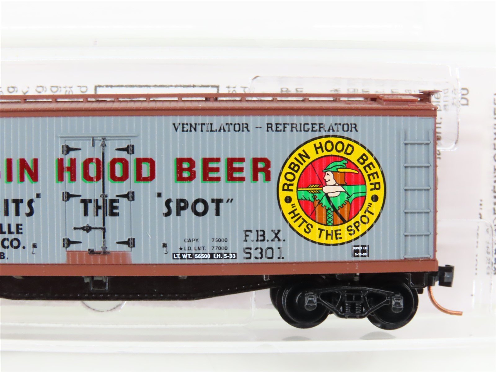N Scale Micro-Trains MTL 49450 FBX Robin Hood Beer 40' Wood Reefer #5301
