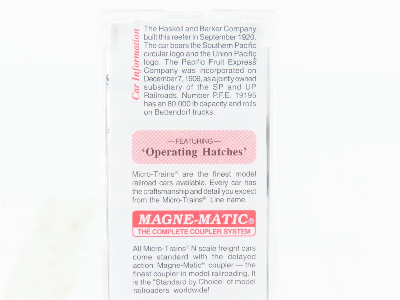 N Micro-Trains MTL 47060 UP SP PFE Pacific Fruit Express 40' Wood Reefer #19195