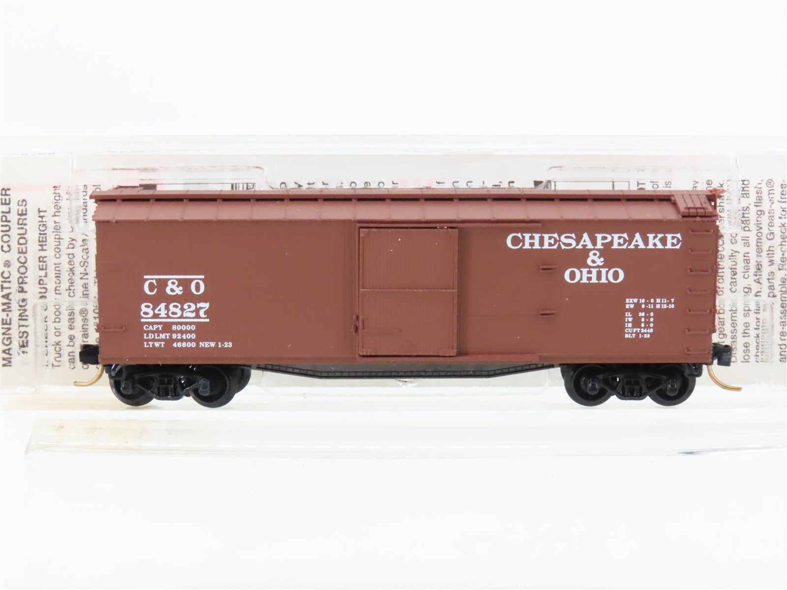N Micro-Trains MTL 39170 C&O Chesapeake & Ohio 40' Single Door Box Car #84827