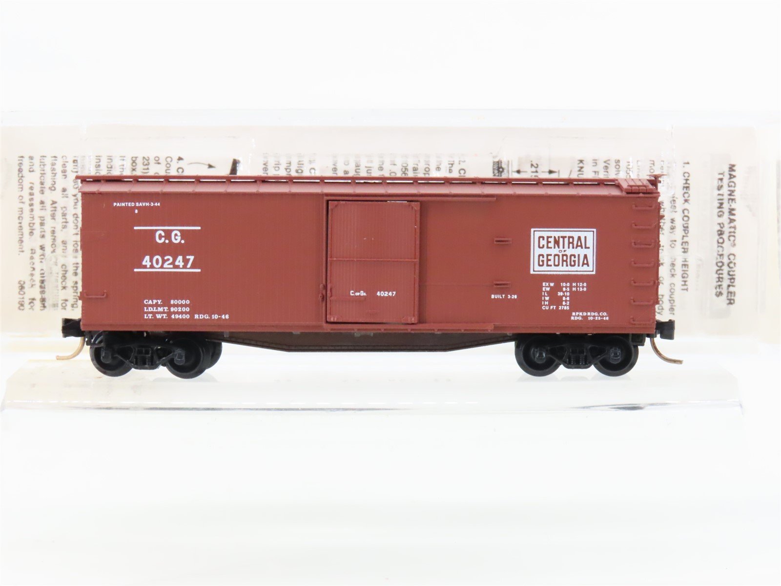 N Scale Micro-Trains MTL 39150 CG Central of Georgia 40' Wood Box Car #40247