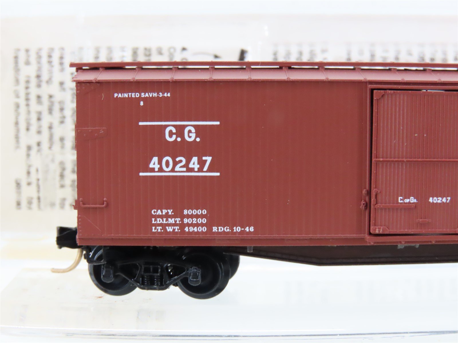 N Scale Micro-Trains MTL 39150 CG Central of Georgia 40' Wood Box Car #40247