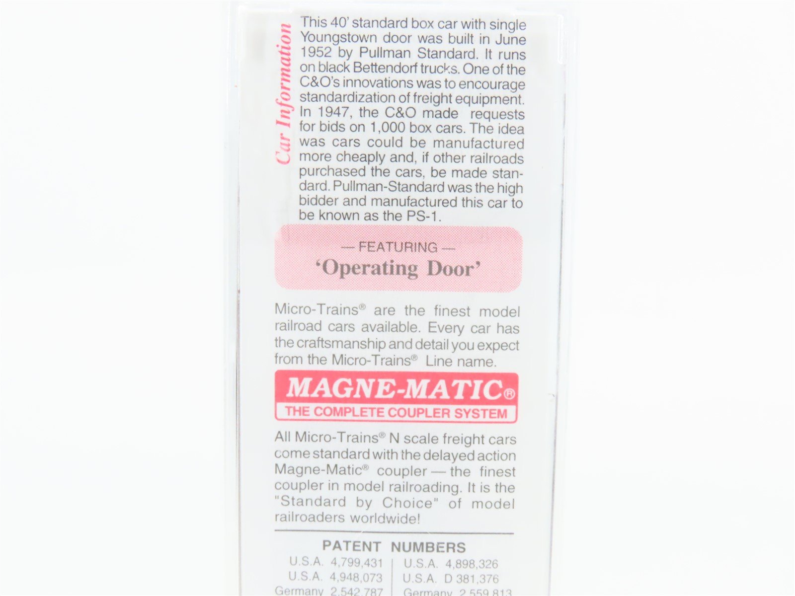 N Scale Micro-Trains MTL 20440 C&O Chesapeake & Ohio Railroad 40' Box Car #18299