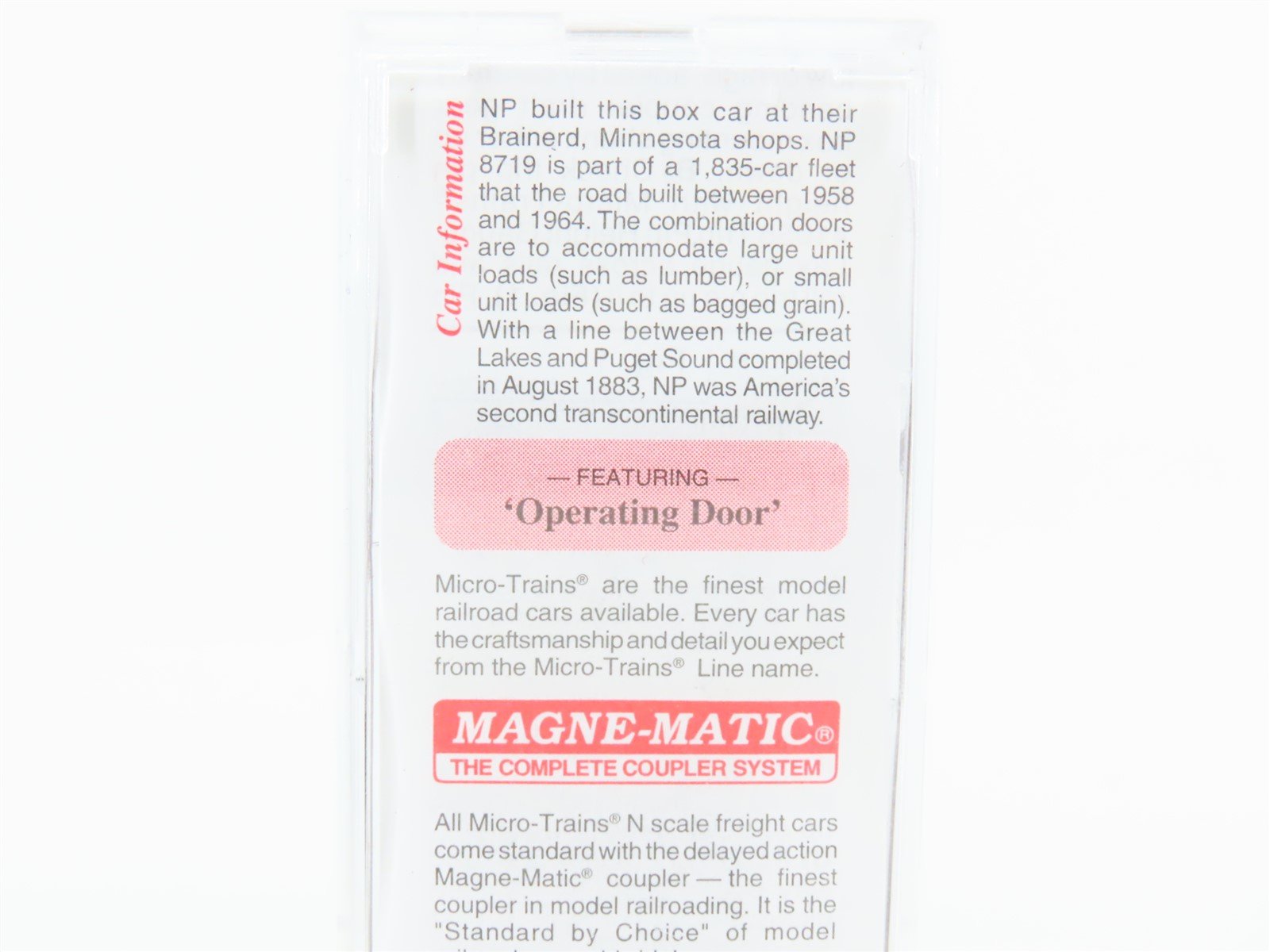 N Scale Micro-Trains MTL 22040 NP Northern Pacific Railway 40' Box Car #8719