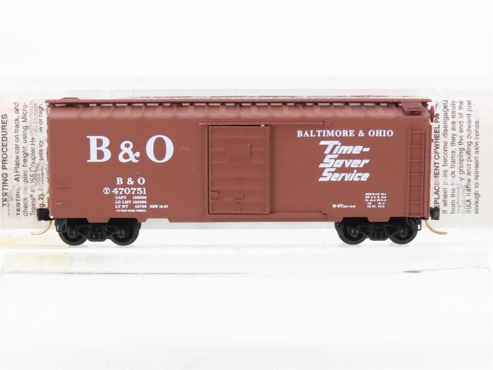 N Scale Micro-Trains MTL 20346/2 B&O Time Saver Service 40' Box Car #470751