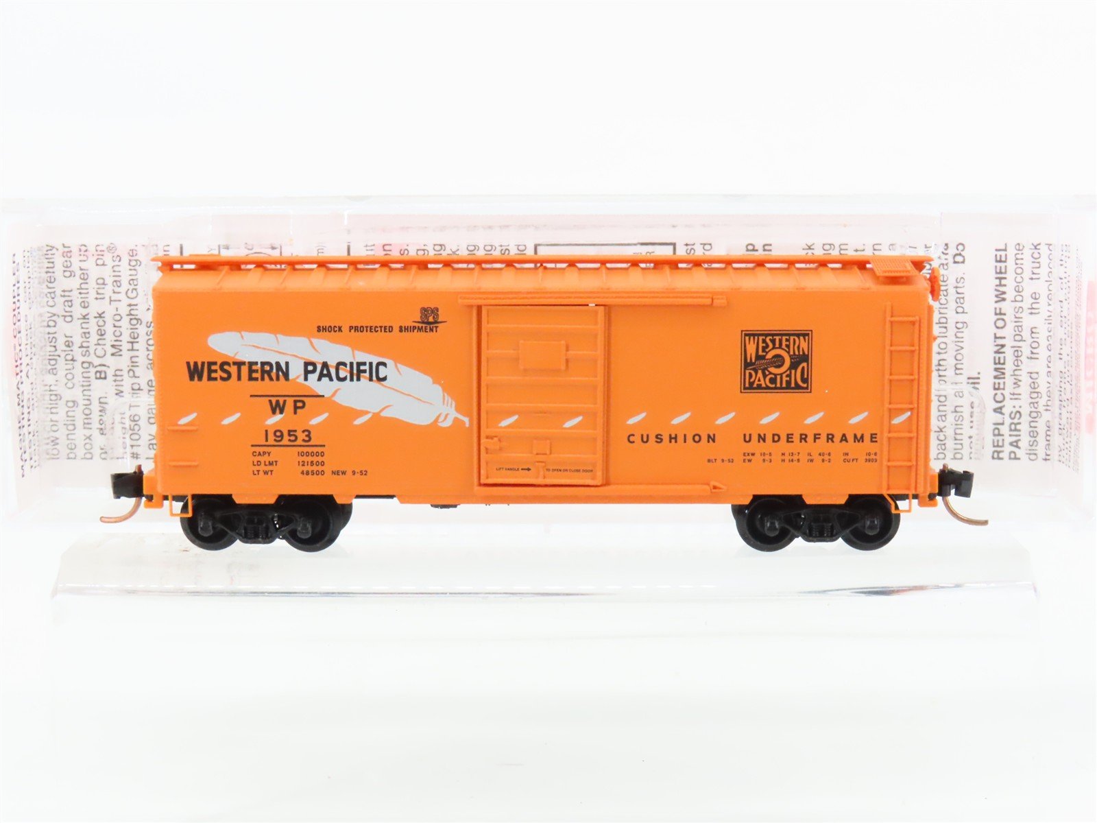 N Scale Micro-Trains MTL 20506 WP Western Pacific Feather 40' Box Car #1953