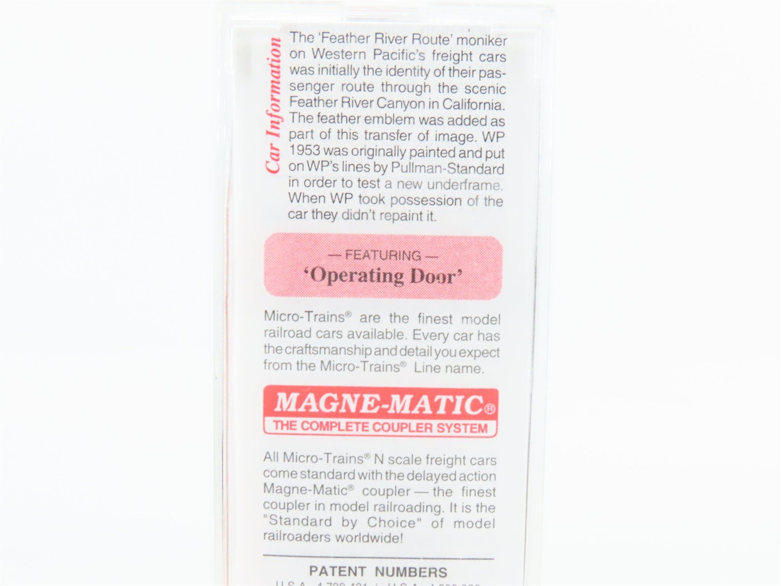 N Scale Micro-Trains MTL 20506 WP Western Pacific Feather 40' Box Car #1953