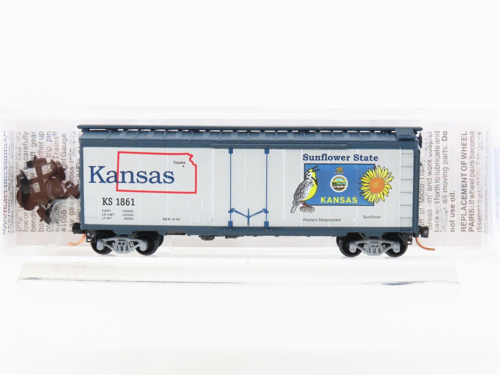N Scale Micro-Trains MTL 02100396 KS Kansas State 40' Plug Door Box Car #1861