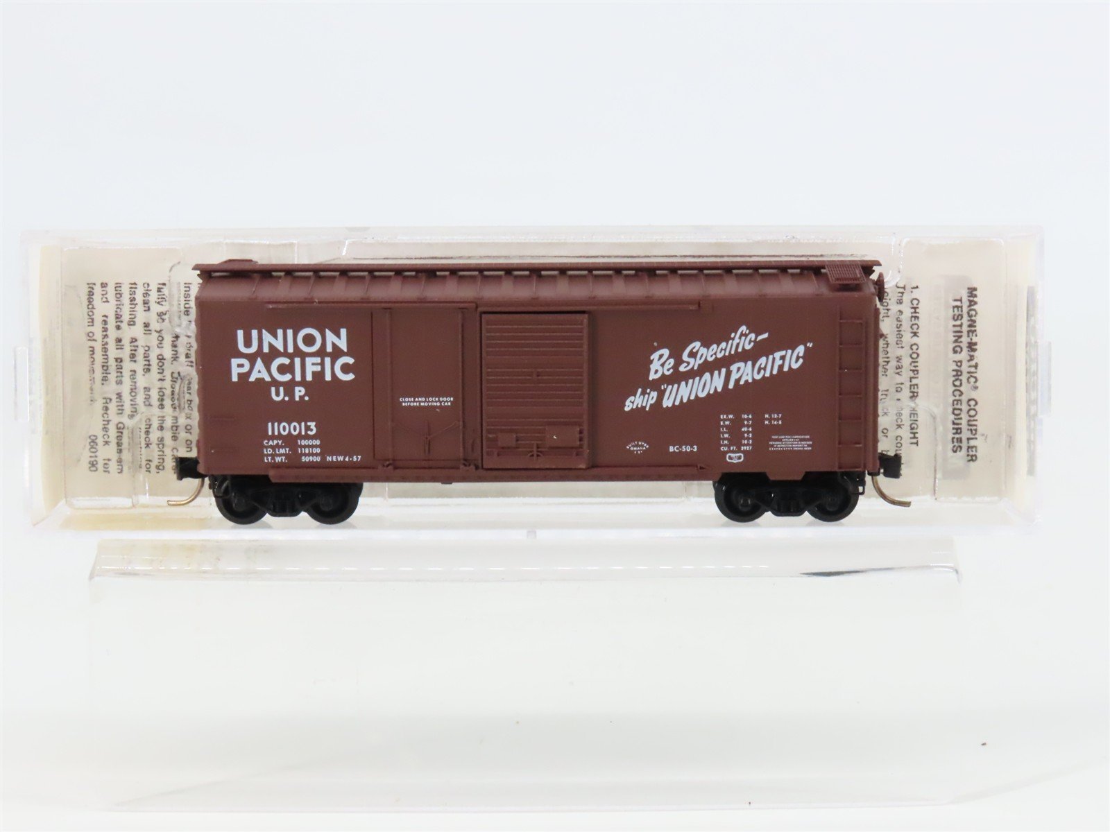 N Scale Micro-Trains MTL 22030 UP Union Pacific Railroad 40' Box Car #110013