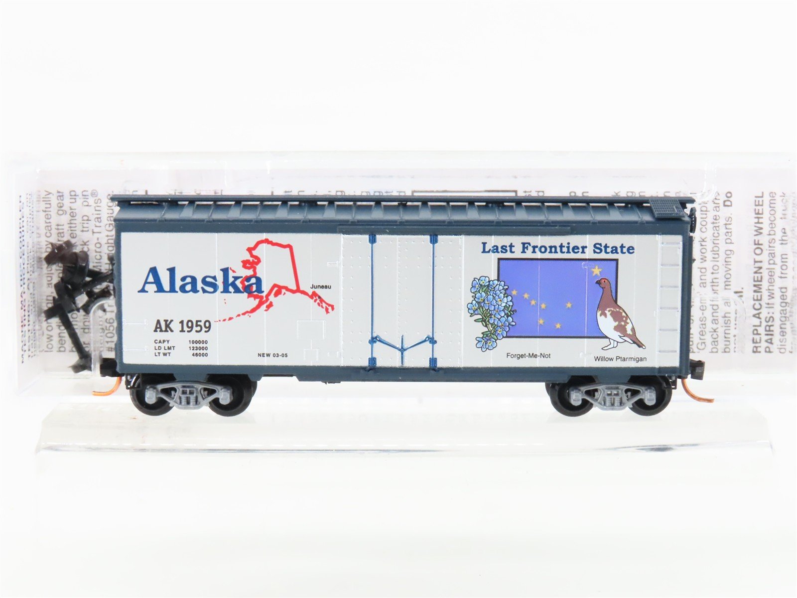N Scale Micro-Trains MTL 02100388 AK Alaska State 40' Plug Door Box Car #1959
