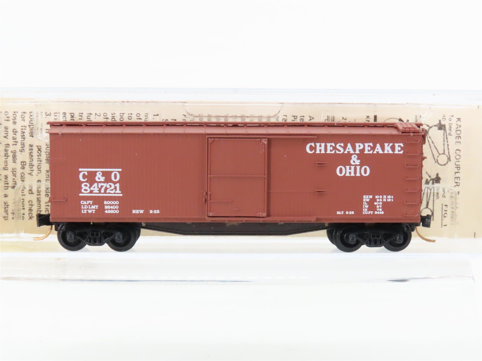 N Scale Kadee Micro-Trains MTL 42120 C&O Chesapeake & Ohio 40' Box Car #84721