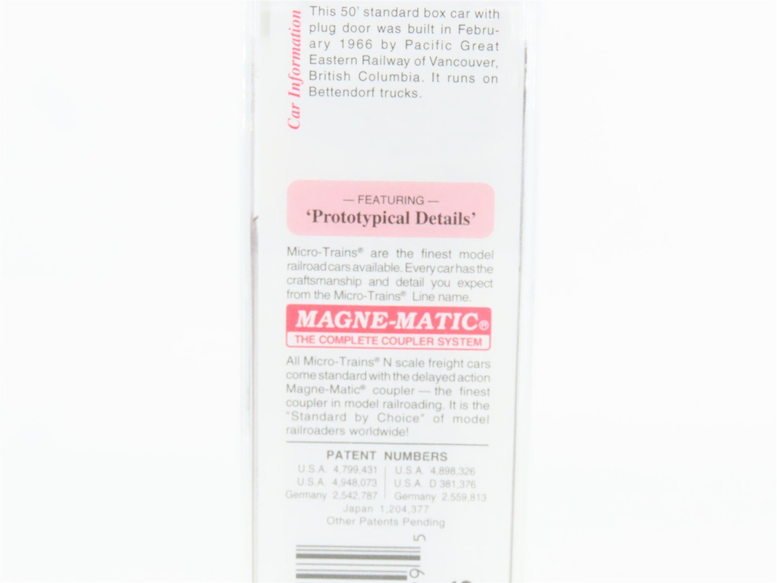 N Scale Micro-Trains MTL 32260 PGE Pacific Great Eastern 50' Box Car #4521