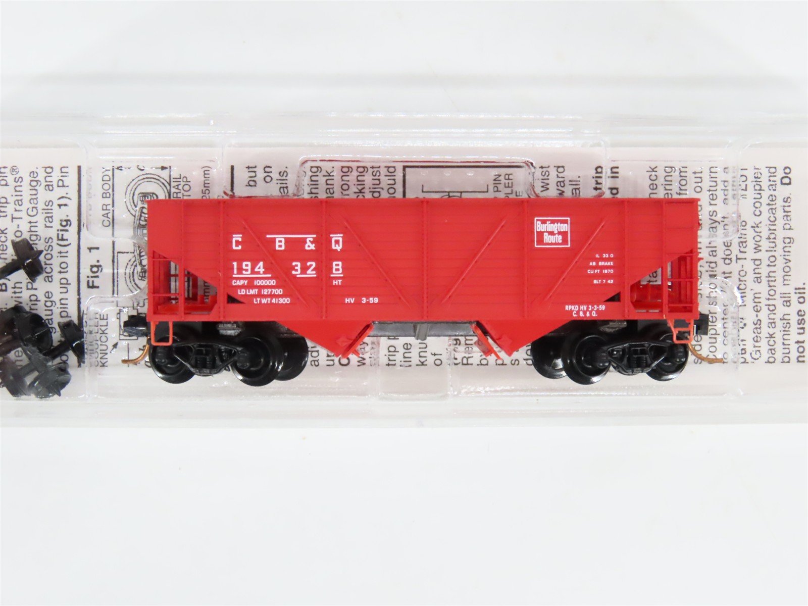 N Scale Micro-Trains MTL 57020 CB&Q Burlington Route 2-Bay Hopper #194328