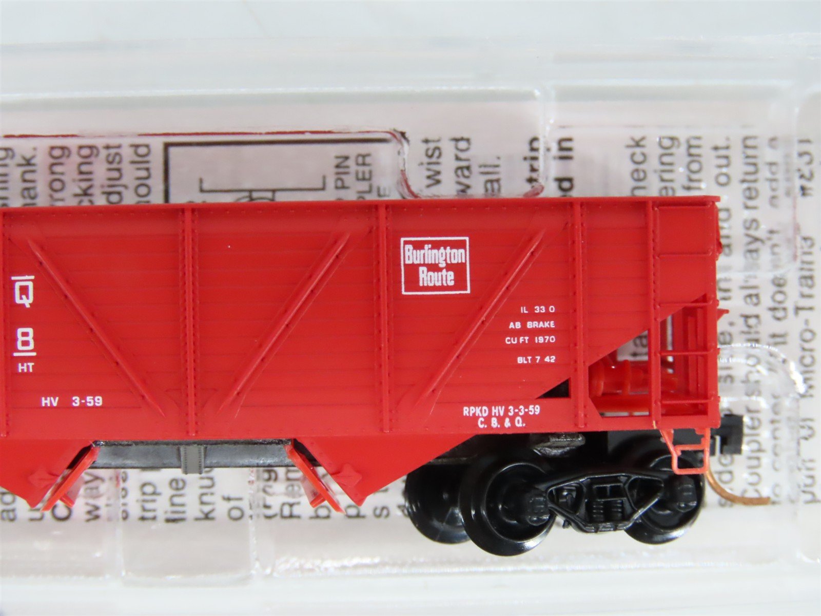 N Scale Micro-Trains MTL 57020 CB&Q Burlington Route 2-Bay Hopper #194328