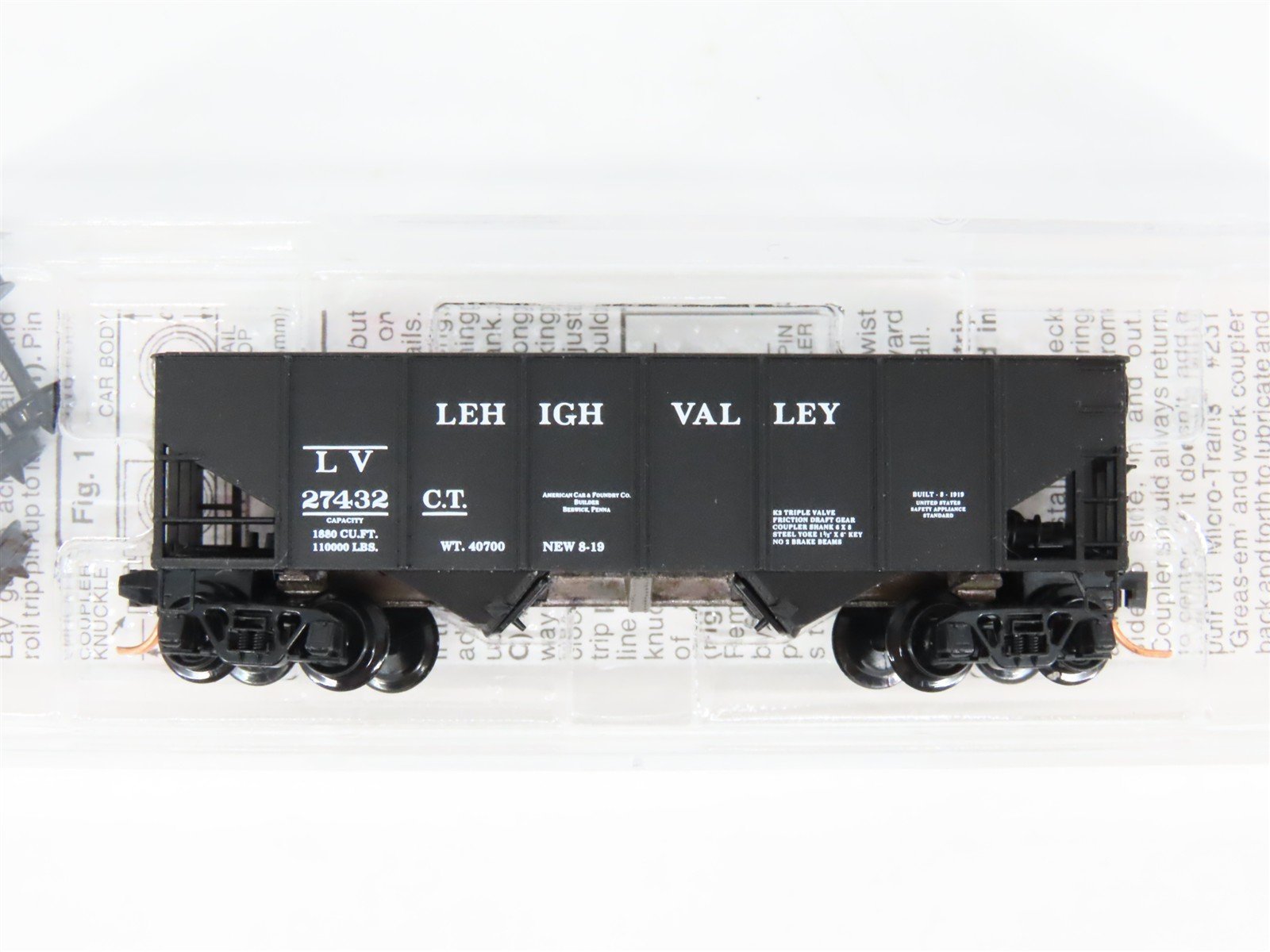 N Scale Micro-Trains MTL 56330 LV Lehigh Valley 2-Bay Open Hopper #27432
