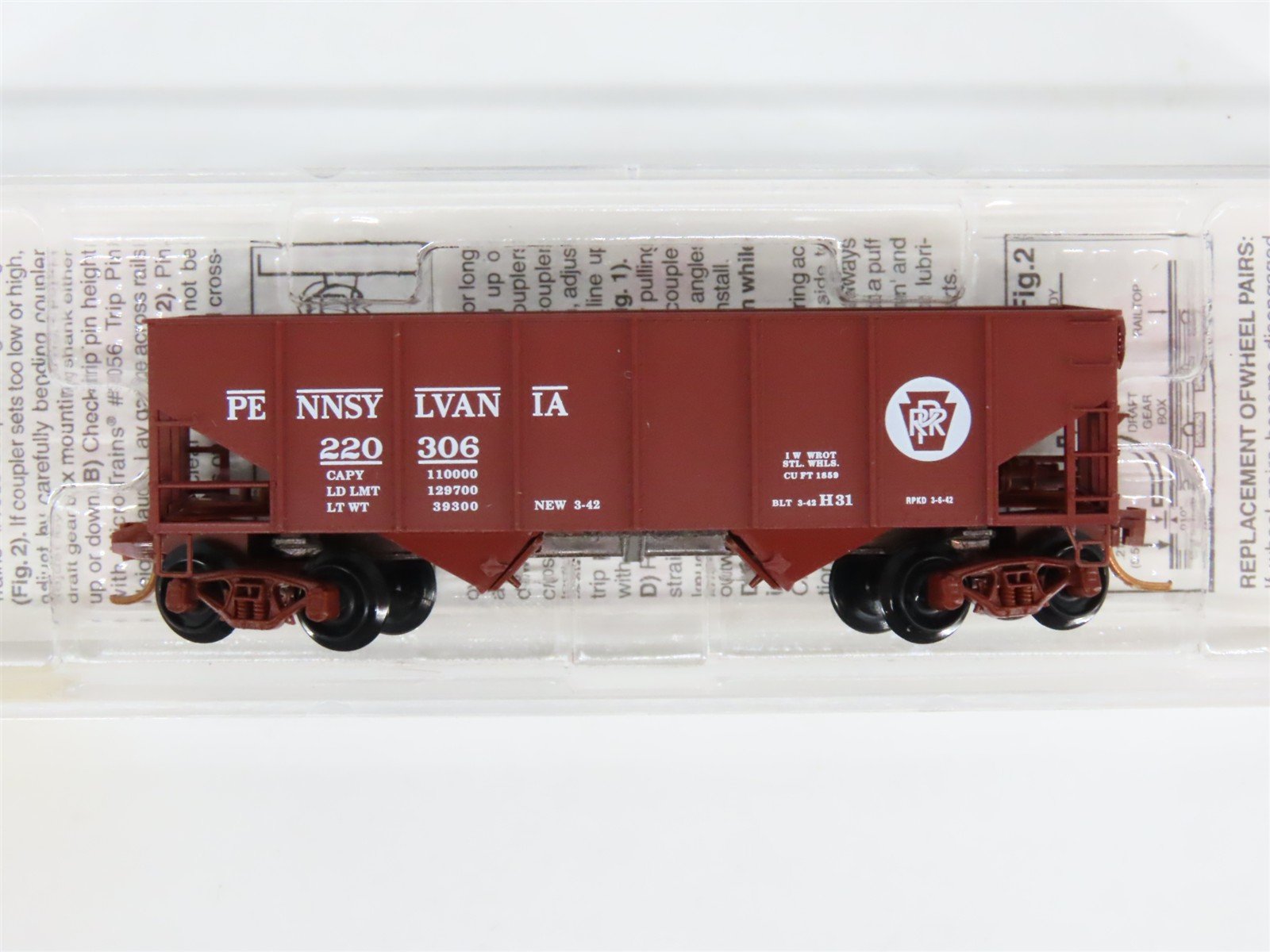 N Scale Micro-Trains MTL 56060 PRR Pennsylvania 2-Bay Open Hopper #220306