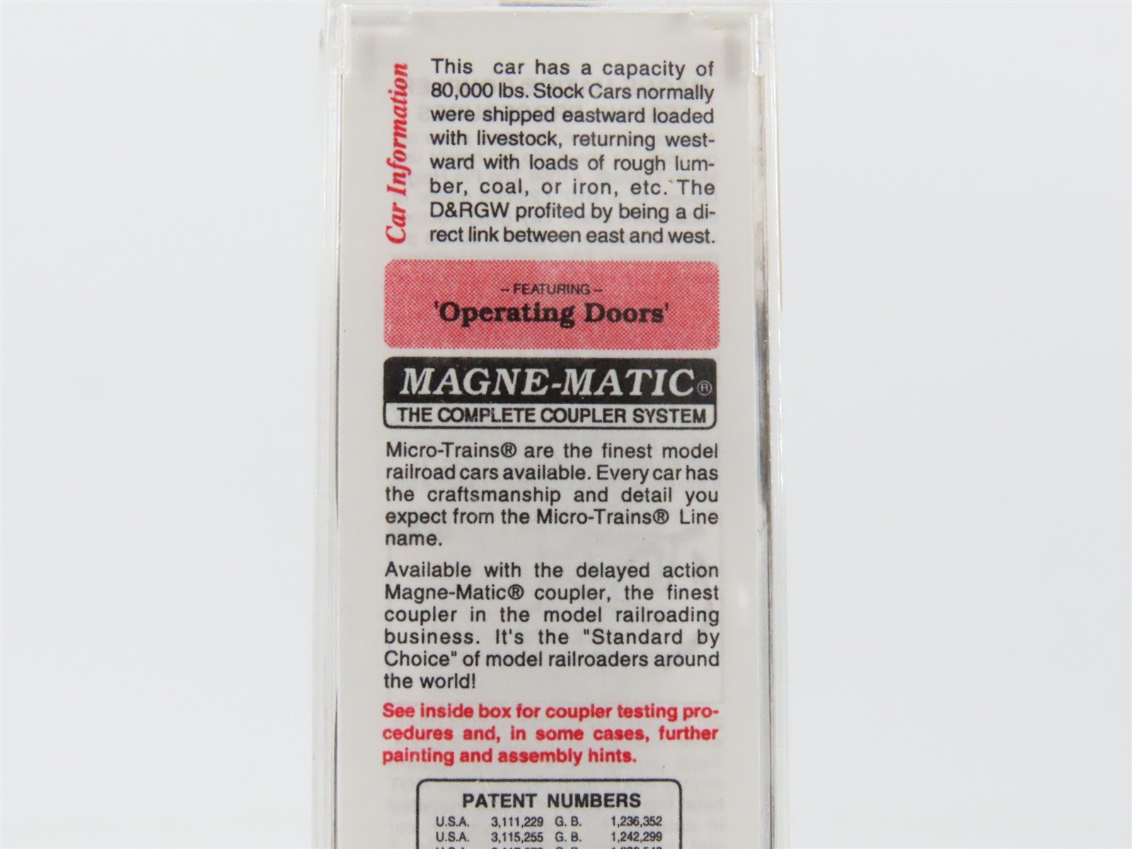 N Scale Micro-Trains MTL 35090 D&RGW Rio Grande 40' Despatch Stock Car #36419