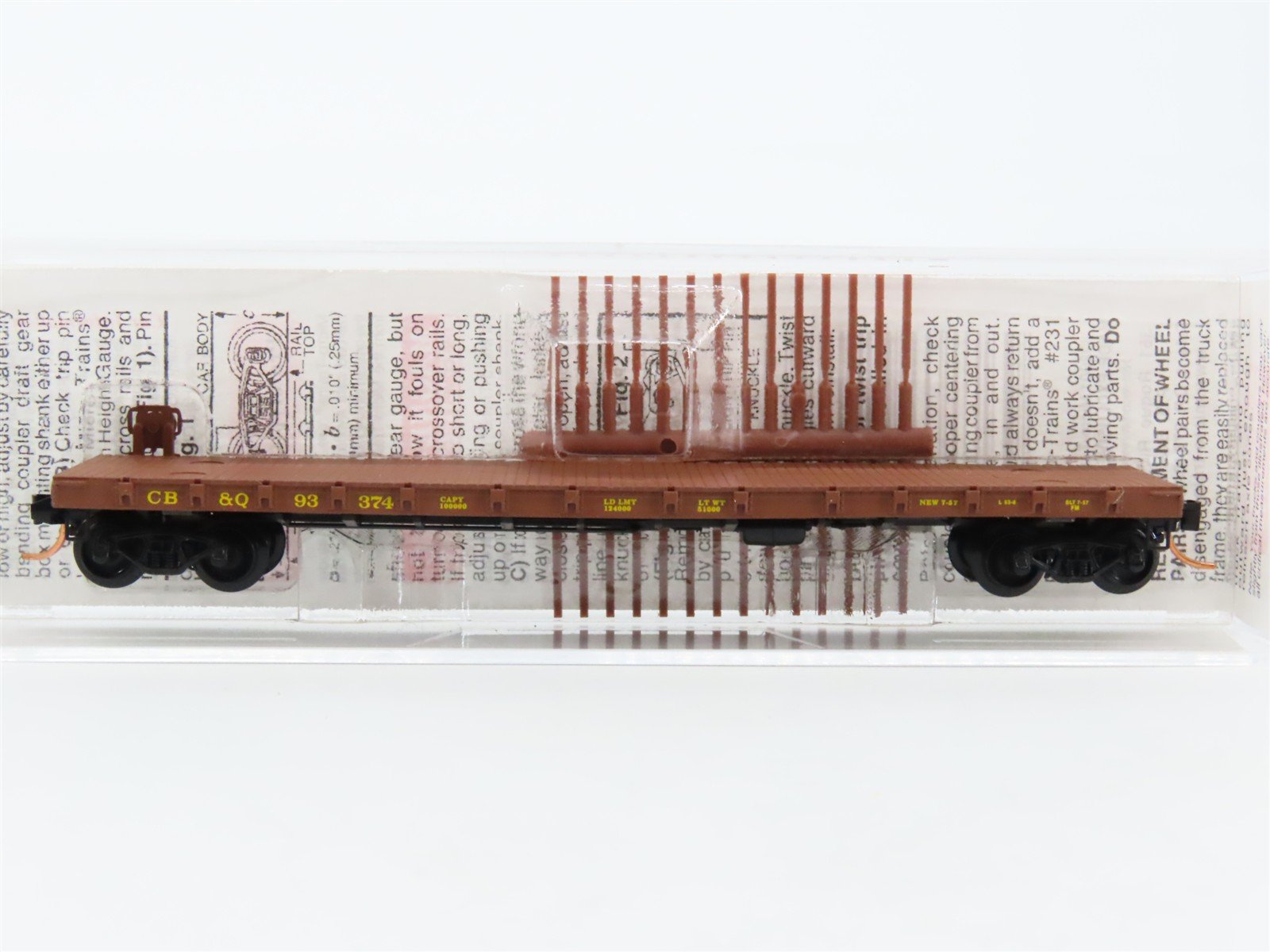 N Scale Micro-Trains MTL 44090 CB&Q Burlington Route 50' Flat Car #93374