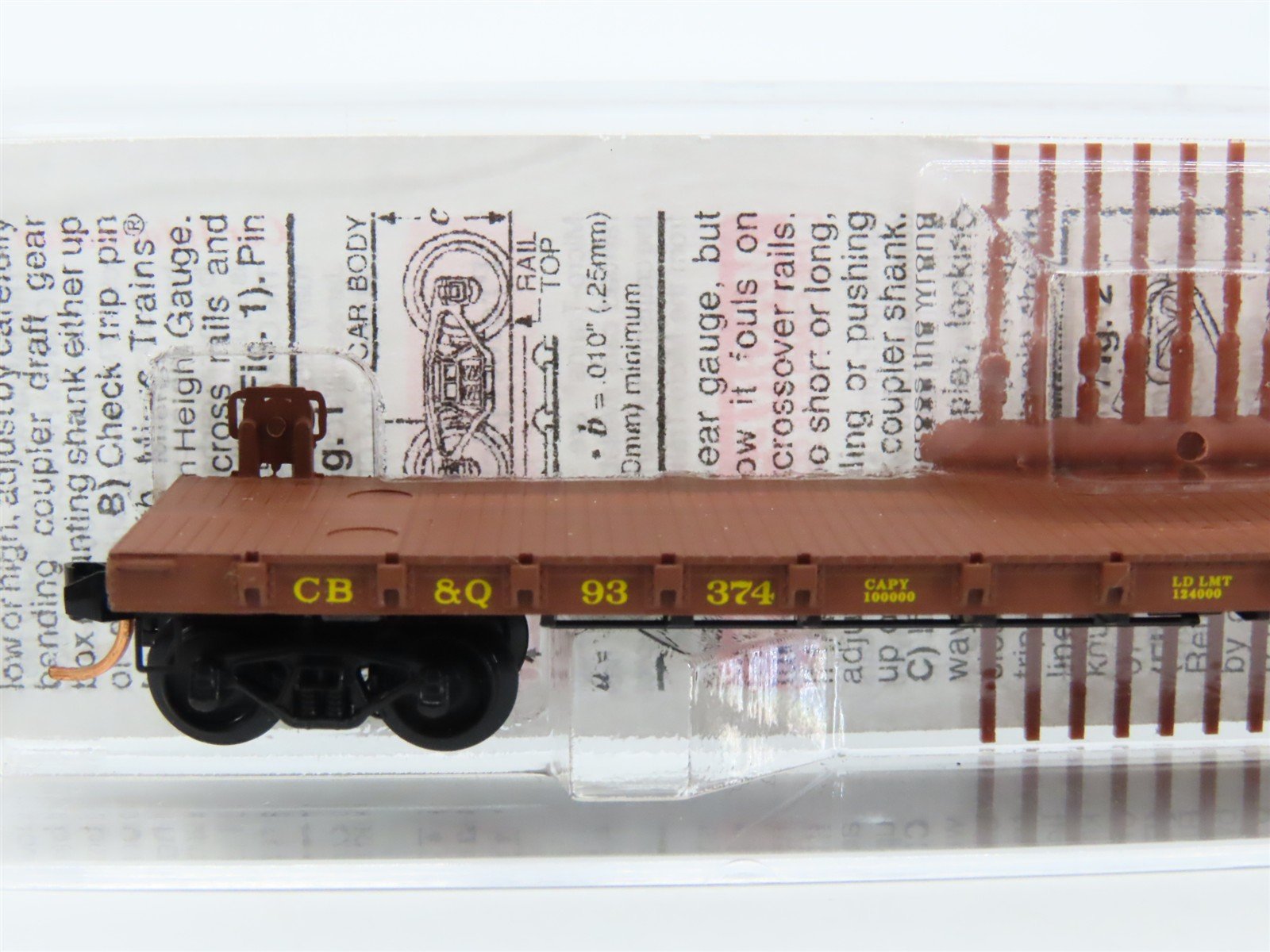 N Scale Micro-Trains MTL 44090 CB&Q Burlington Route 50' Flat Car #93374