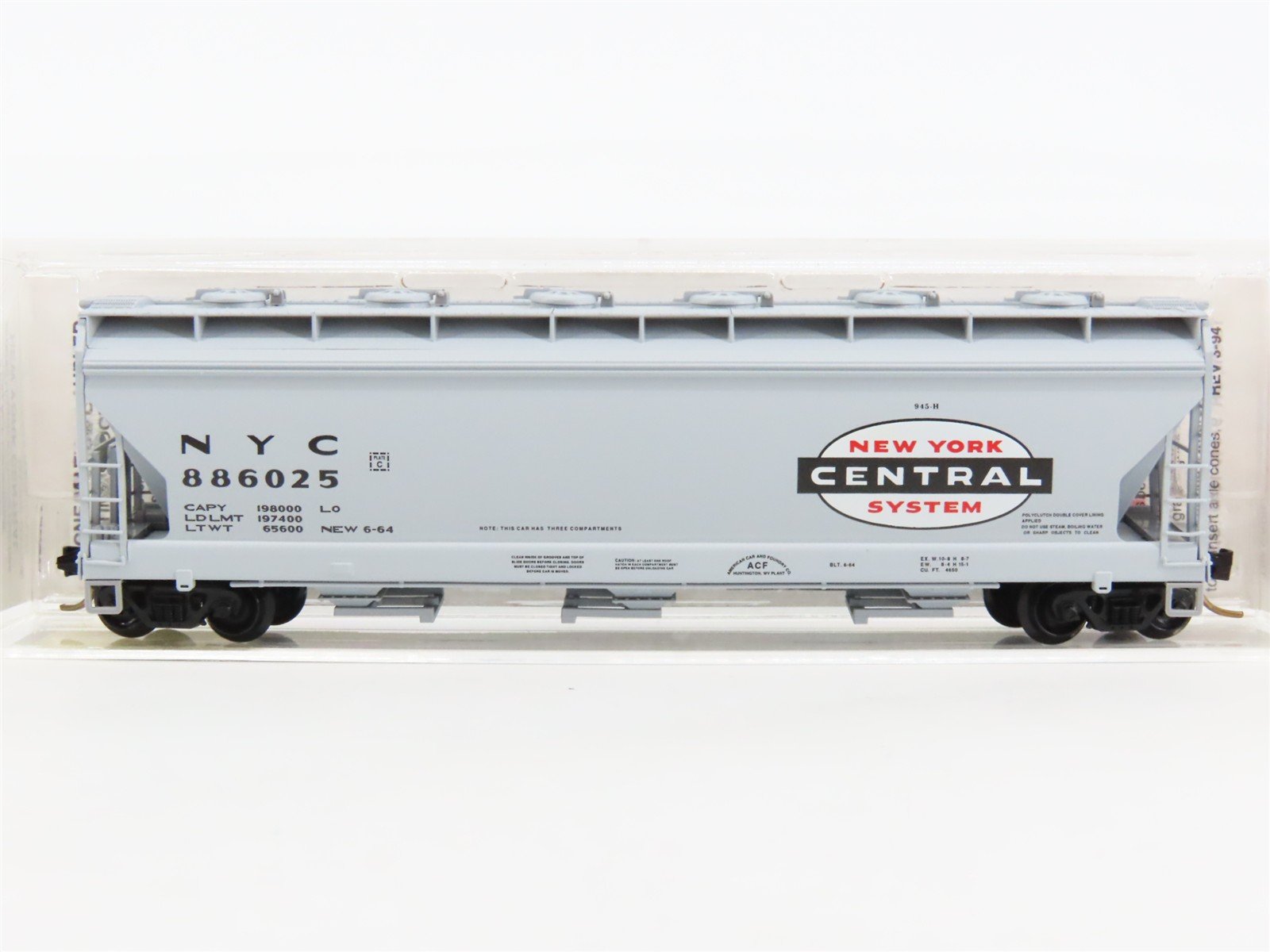 N Scale Micro-Trains MTL 93030 NYC New York Central System 3-Bay Hopper #886025