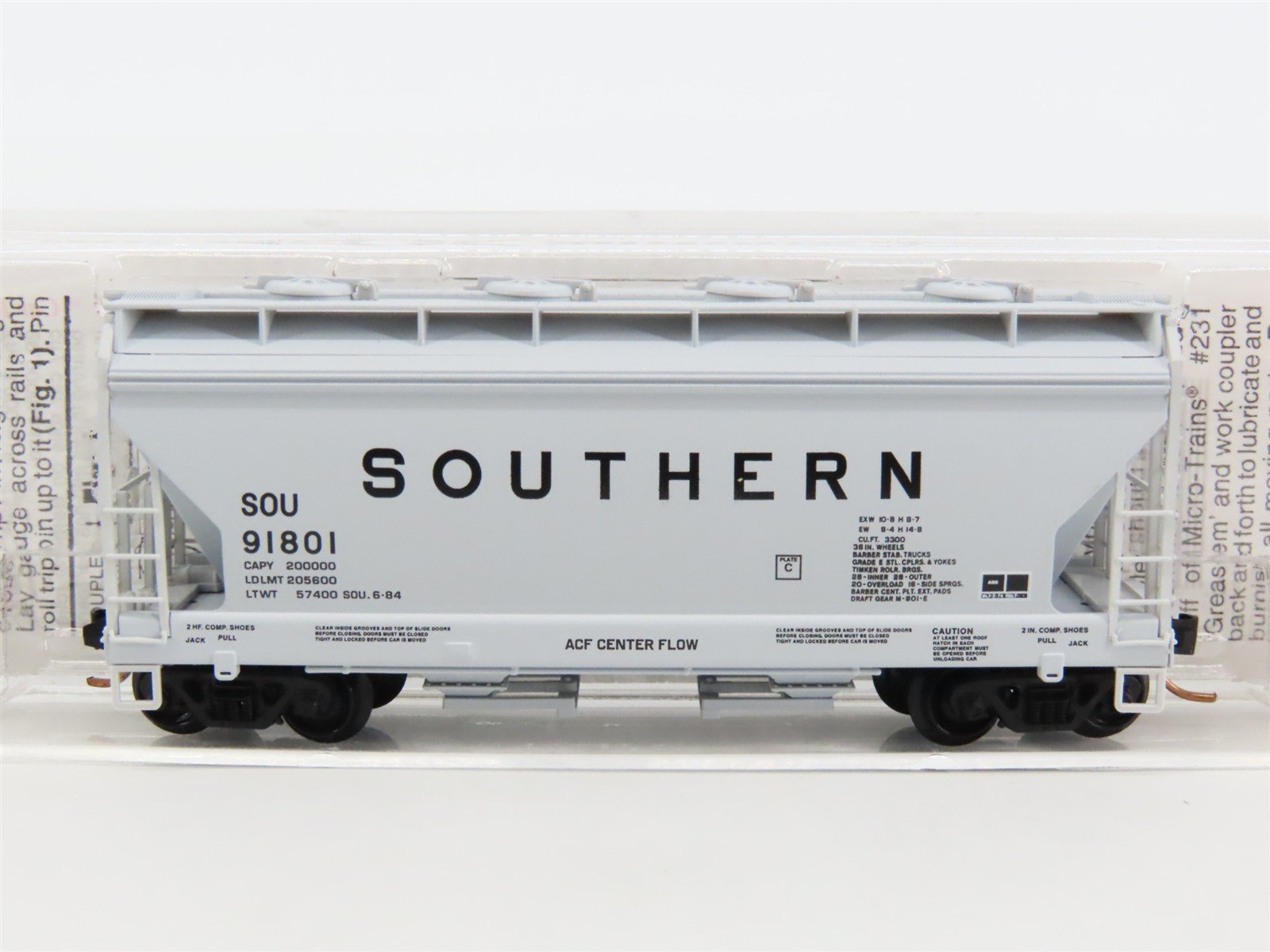 N Scale Micro-Trains MTL 92120 SOU Southern 2-Bay Covered Hopper #91801