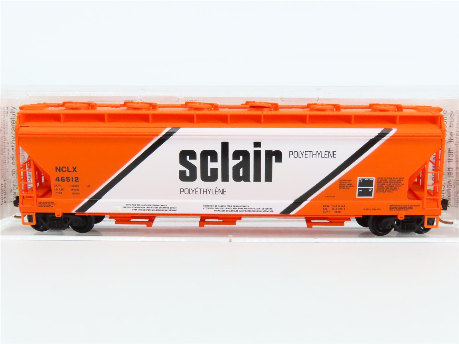 N Scale Micro-Trains MTL 93040 NCLX Sclair 3-Bay Covered Hopper #46512