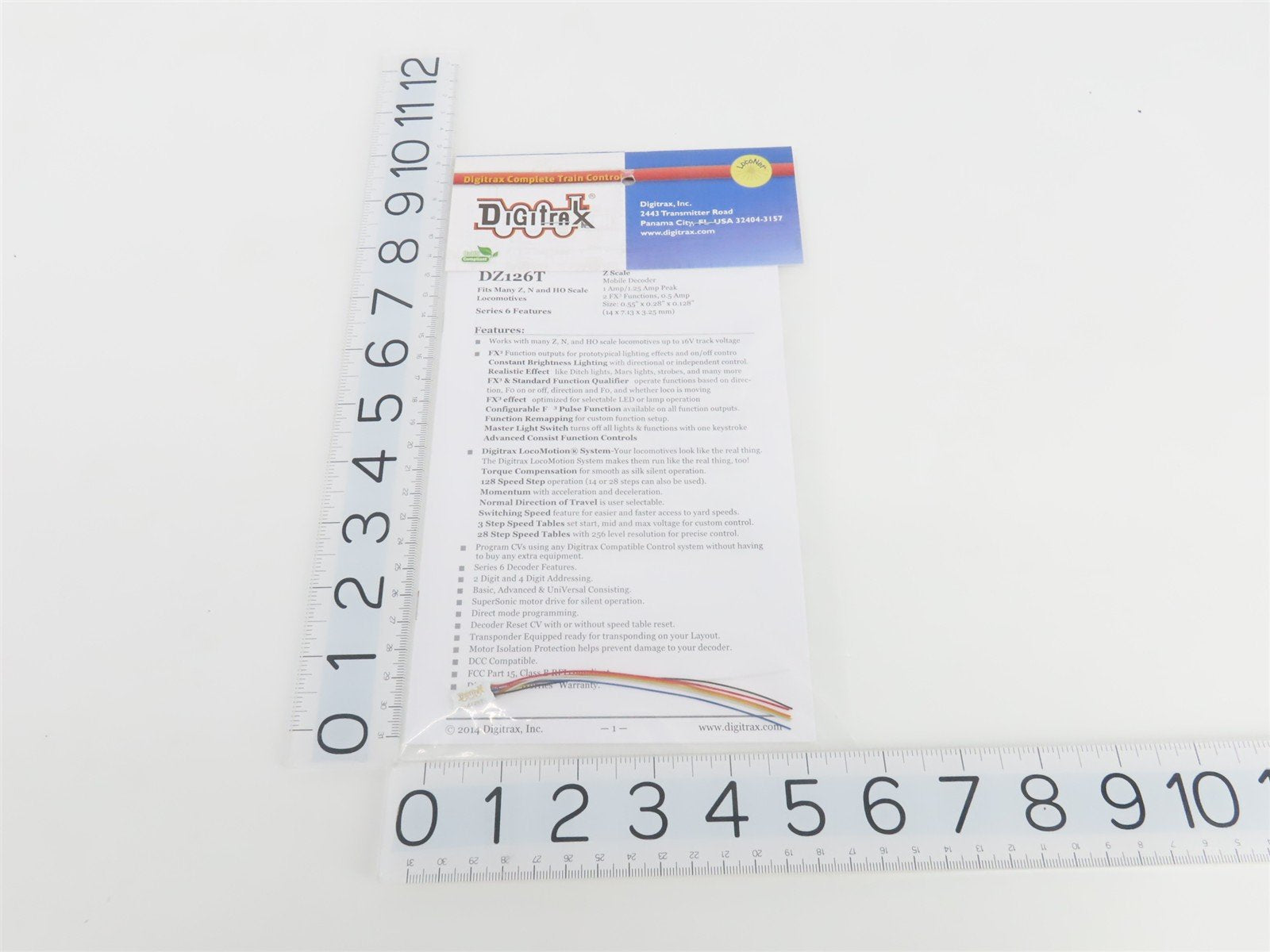 Digitrax DZ126T Series 6 DCC Mobile Decoder for Z, N, & HO Scale Locomotives