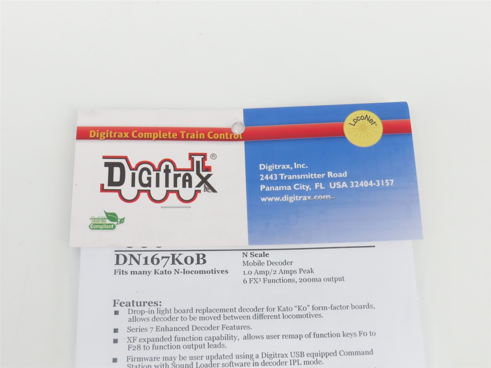 Digitrax DN167K0B Series 7 DCC Mobile Decoder for N KATO 