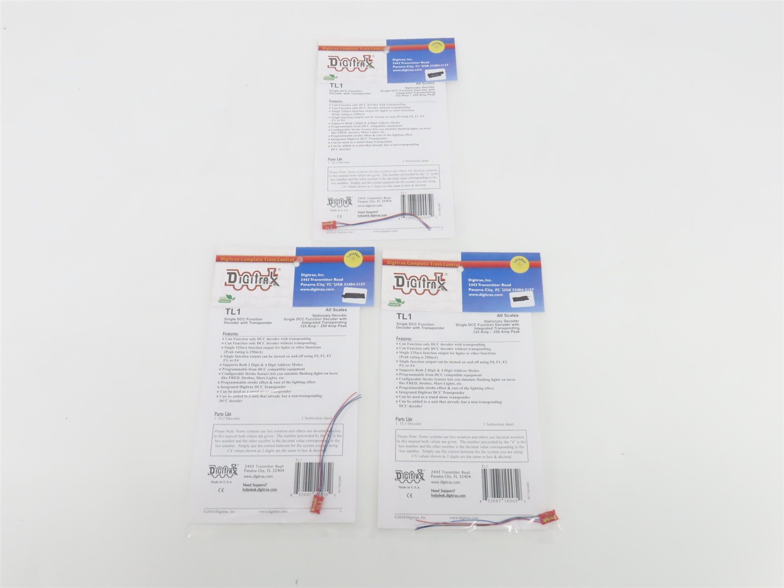 LOT of 3 Digitrax TL1 Single Function DCC Stationary Decoders w/ Transponding