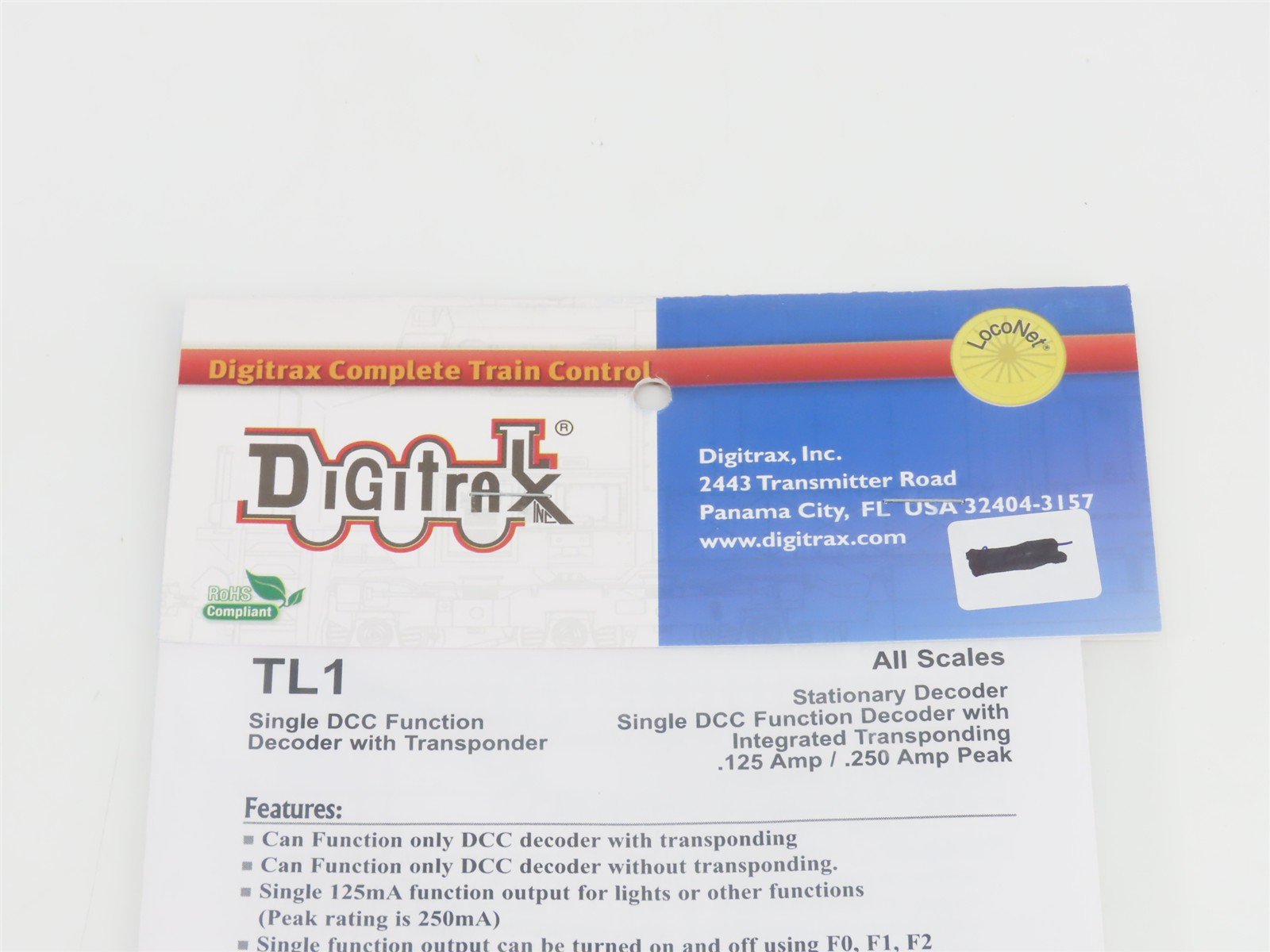 LOT of 3 Digitrax TL1 Single Function DCC Stationary Decoders w/ Transponding